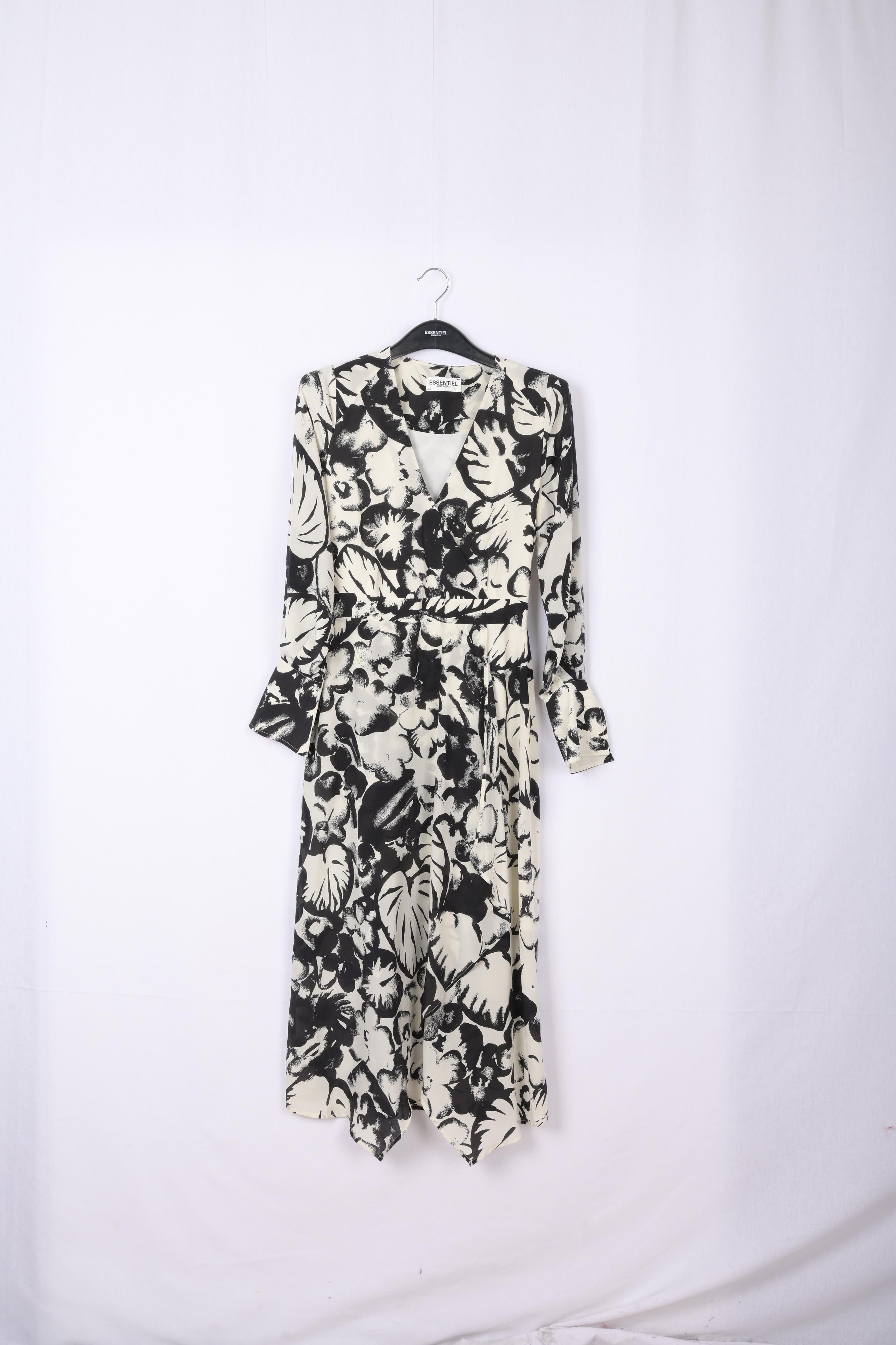 Off-white botanical-print silk midi dress RE—SSENTIEL | Essentiel second hand