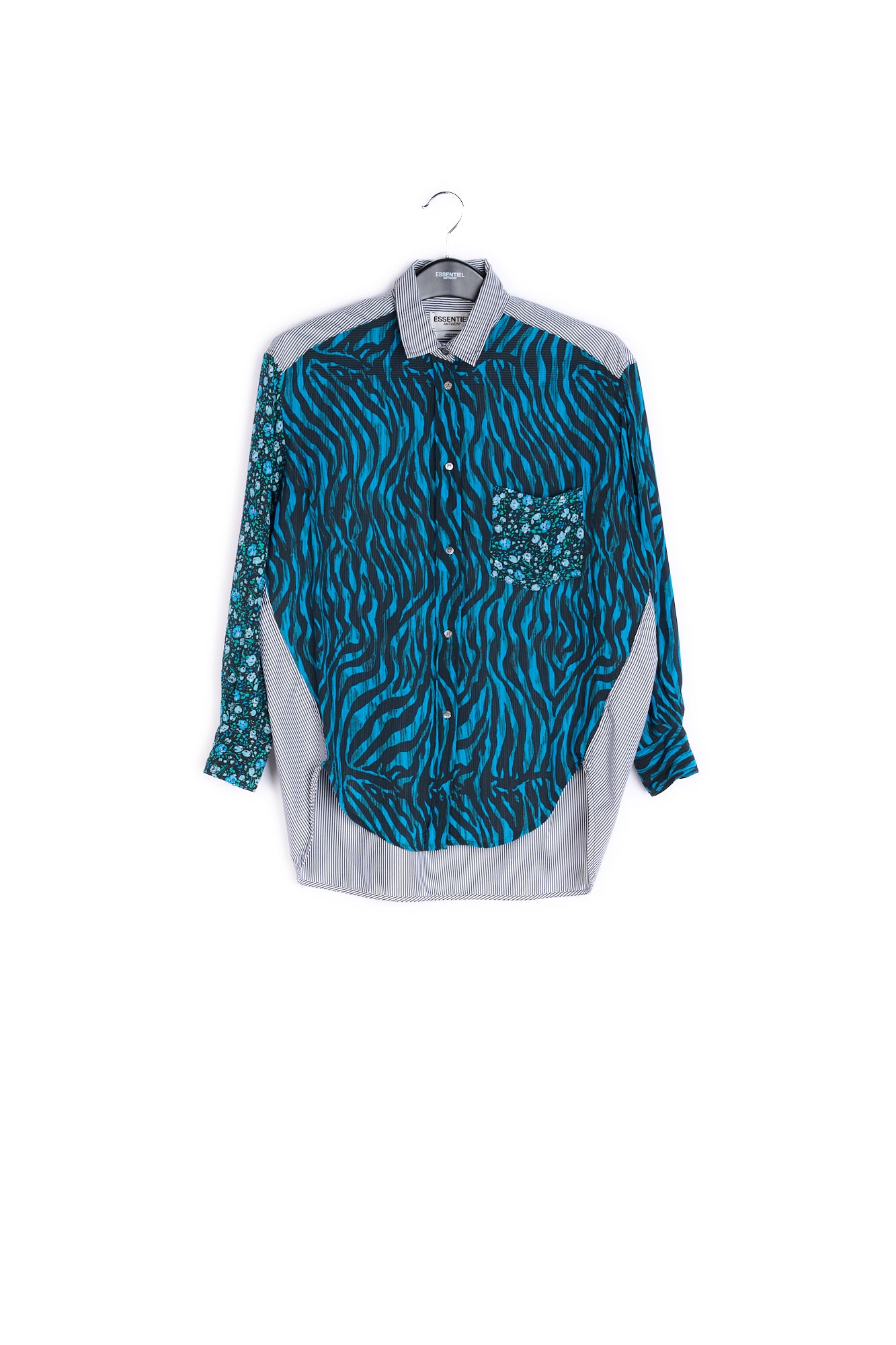 Blue and black multiprint shirt RE—SSENTIEL | Essentiel second hand