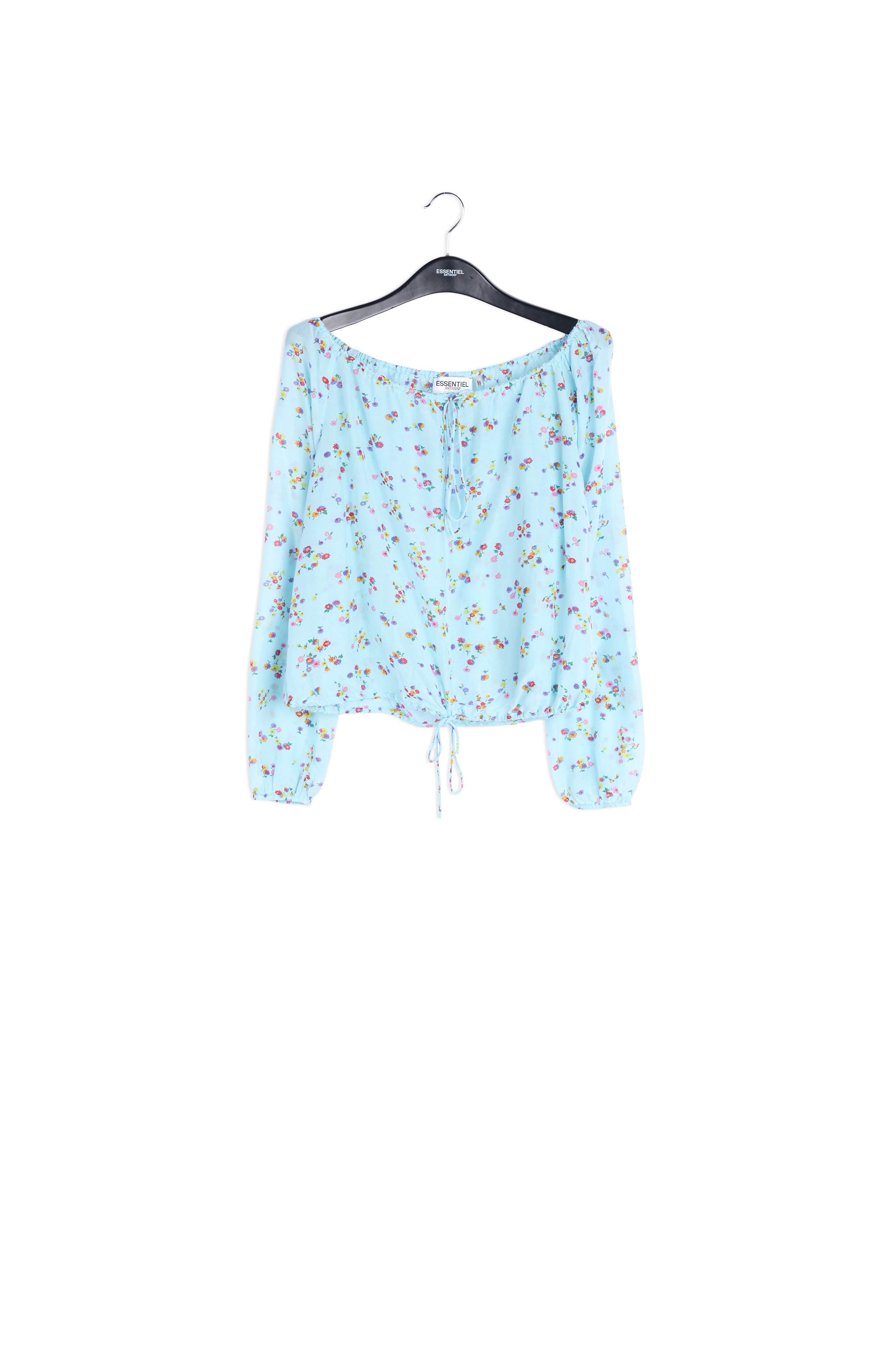 Lichtblauwe blouse met bloemenprint RE—SSENTIEL | Essentiel second hand