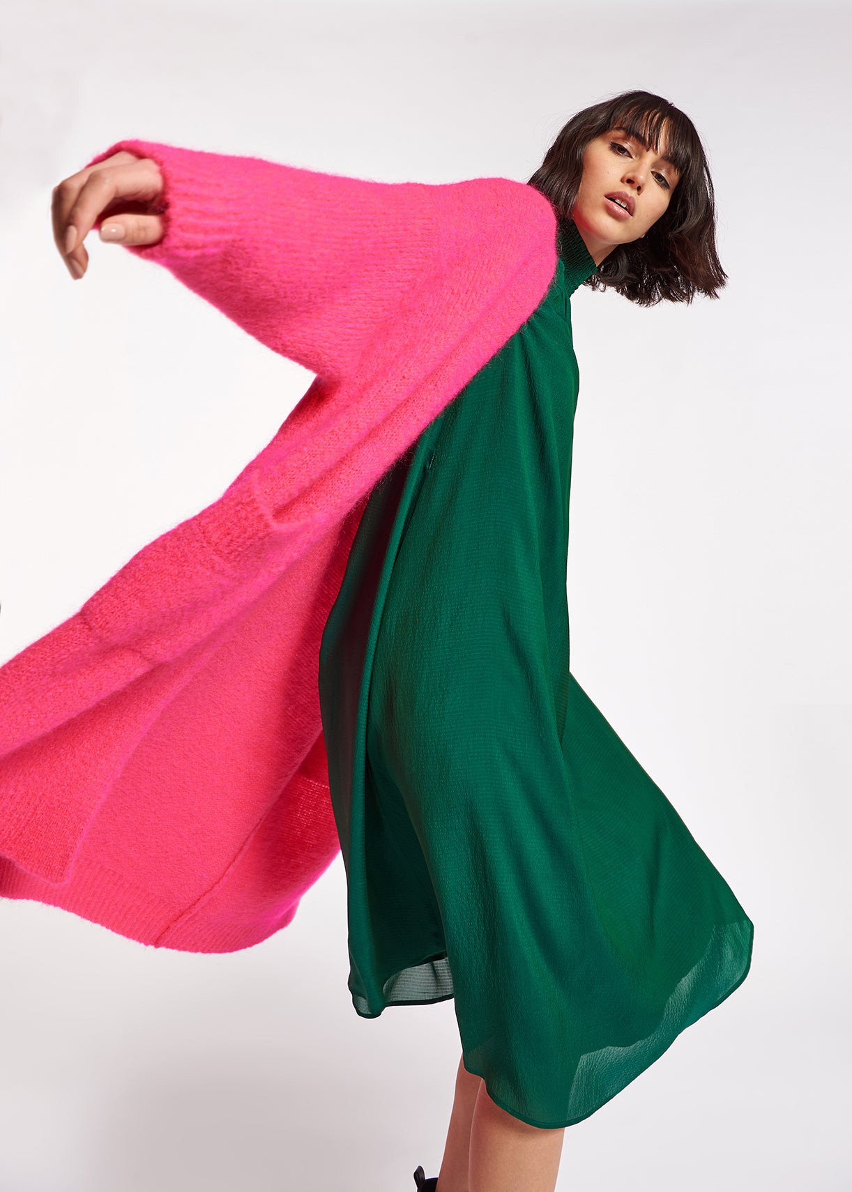 Cardigan midi en mohair mélangé rose néon RE—SSENTIEL | Essentiel second hand