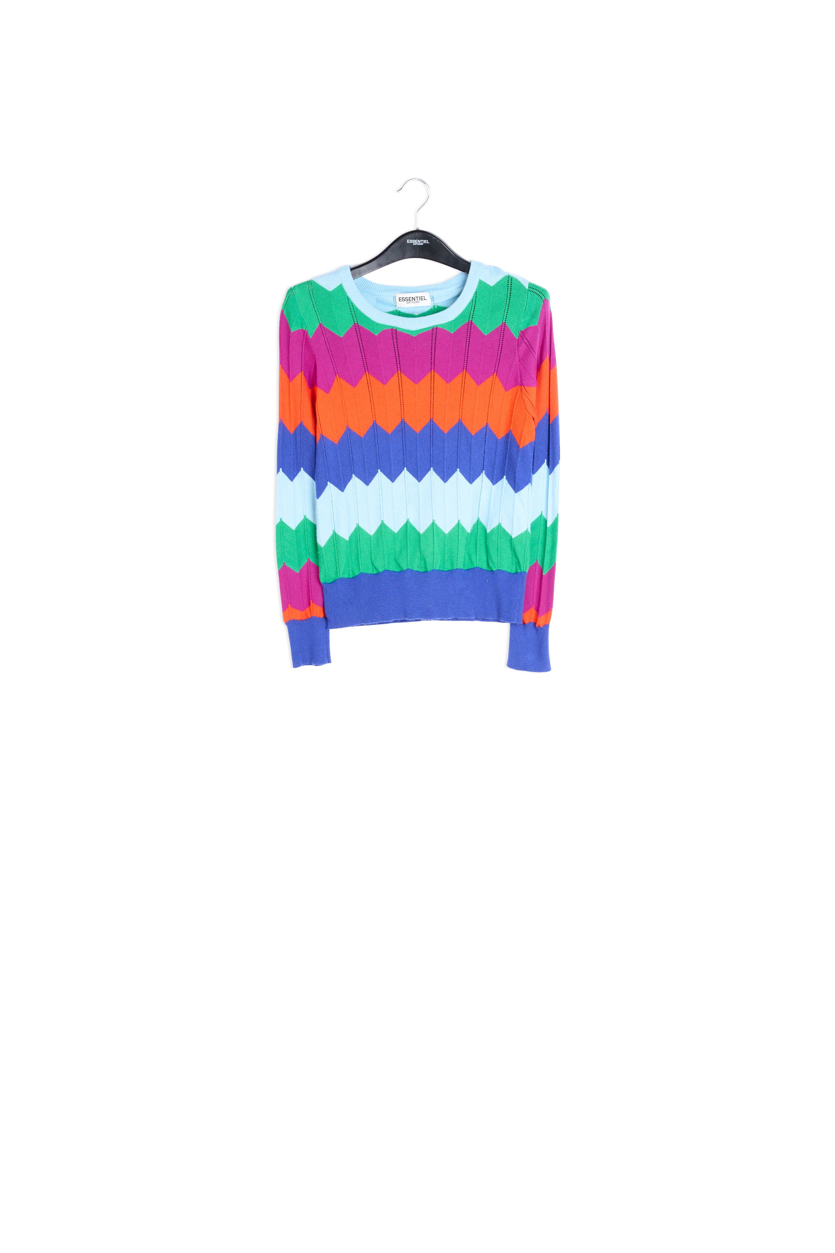 Bright multicolored zigzag pattern knitted jumper RE—SSENTIEL | Essentiel second hand