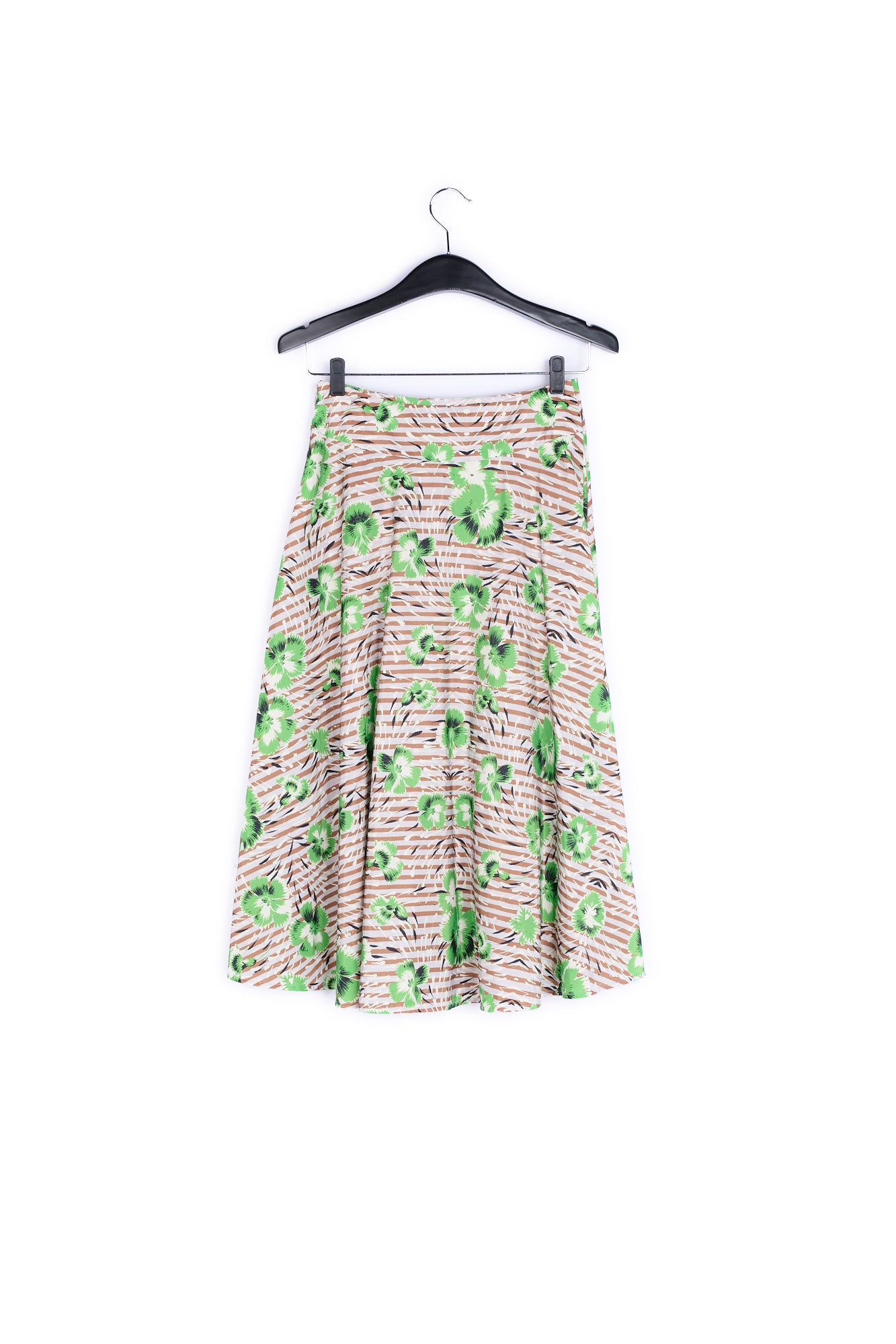Stripe and green floral print A-line skirt RE—SSENTIEL | Essentiel second hand