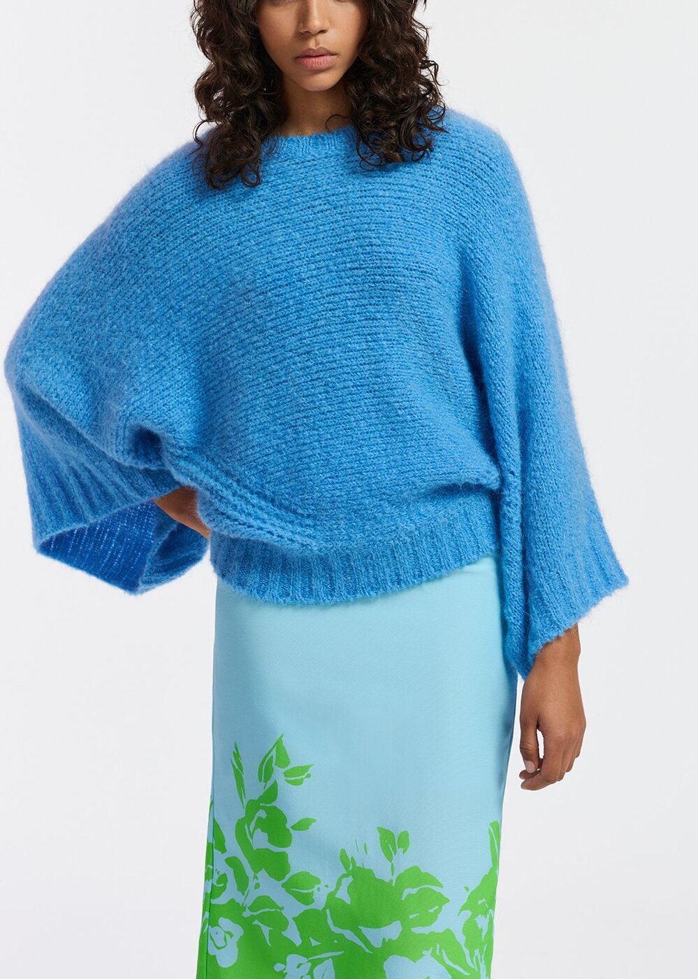 Blue knit sweater with cape effect RE—SSENTIEL | Essentiel second hand