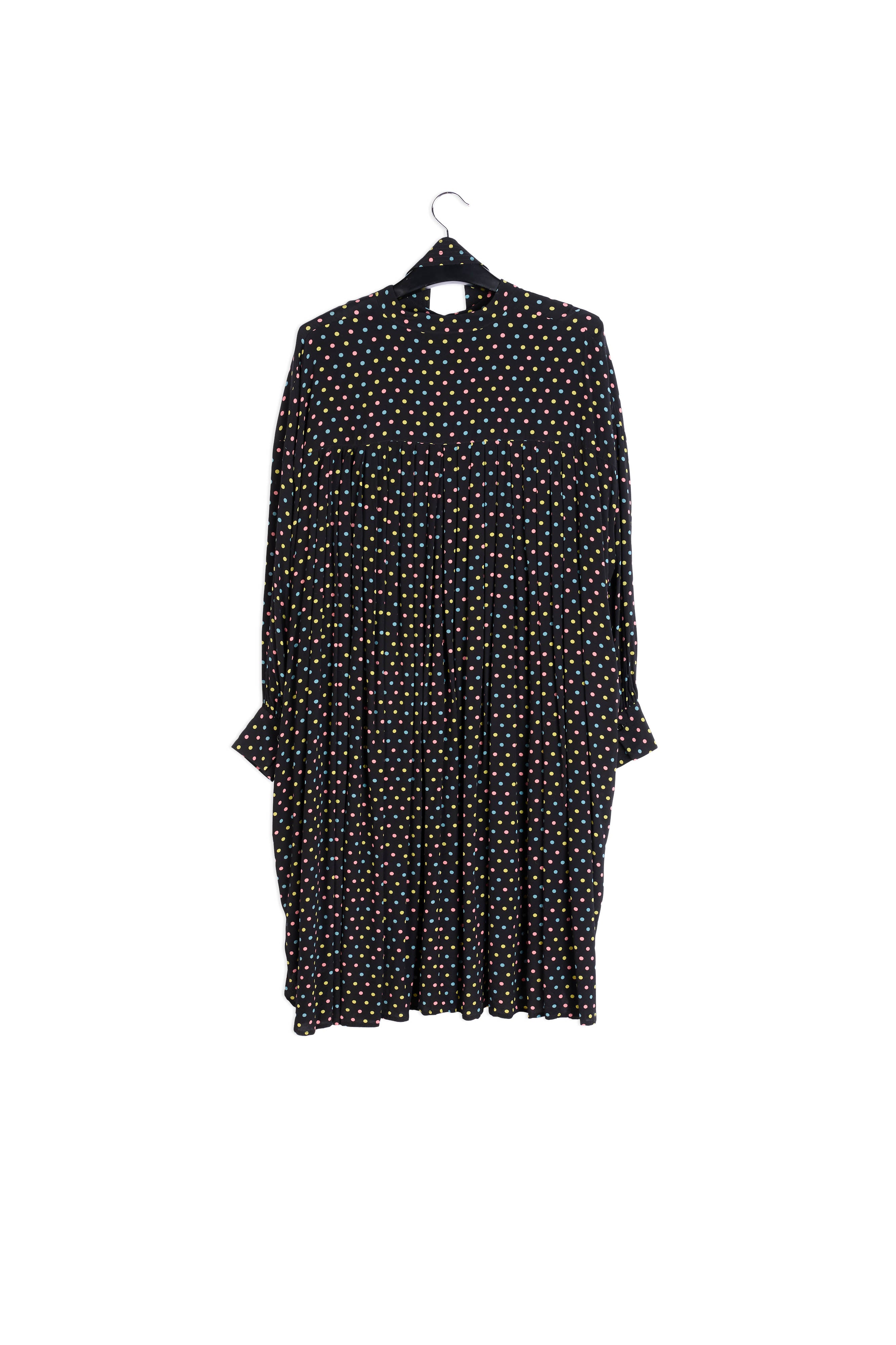 Black polka-dot shirt dress with plissé backside RE—SSENTIEL | Essentiel second hand