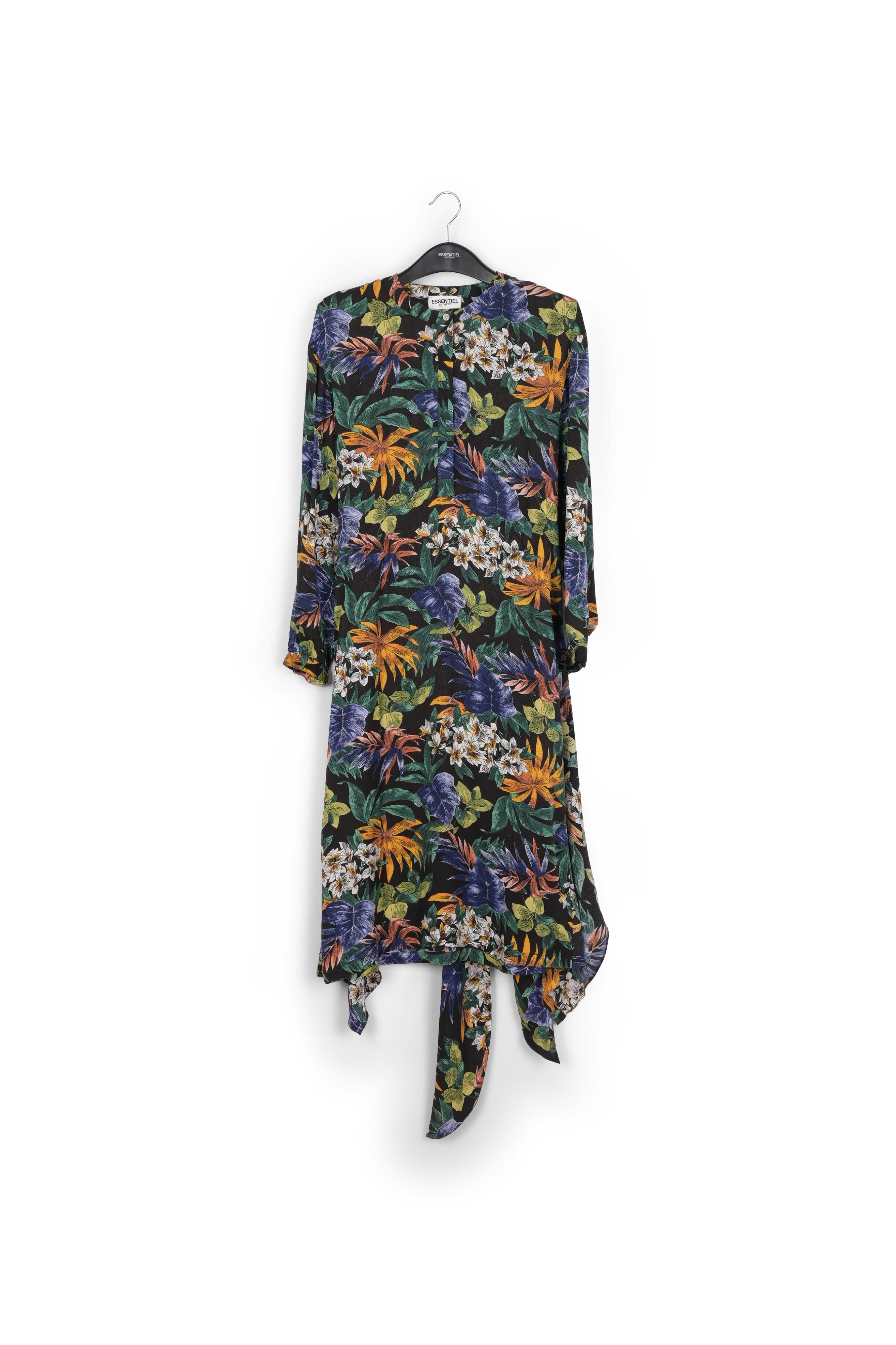 Blue, green and orange floral-print midi dress RE—SSENTIEL | Essentiel second hand