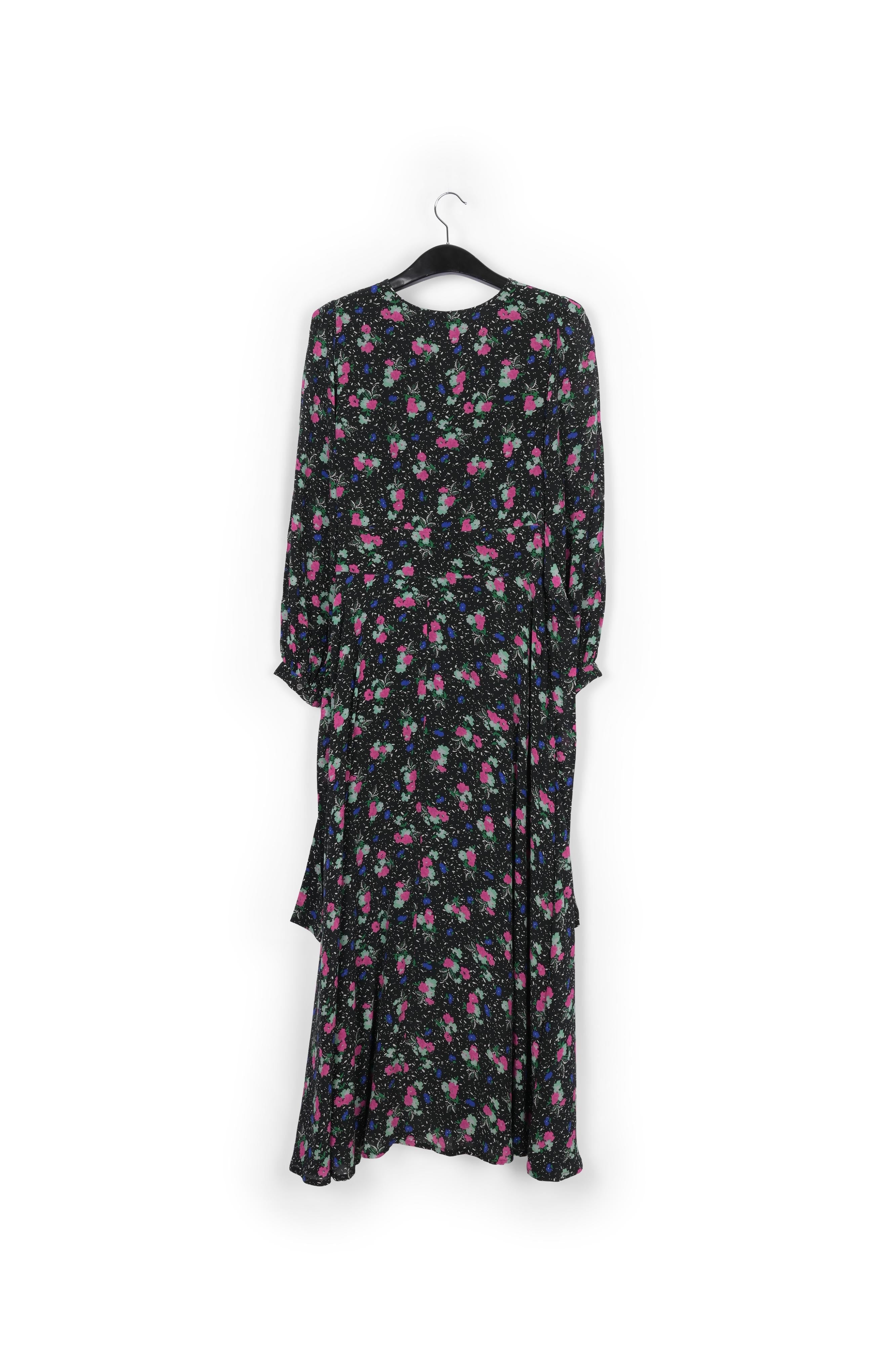 Black floral-print wrap maxi dress RE—SSENTIEL | Essentiel second hand