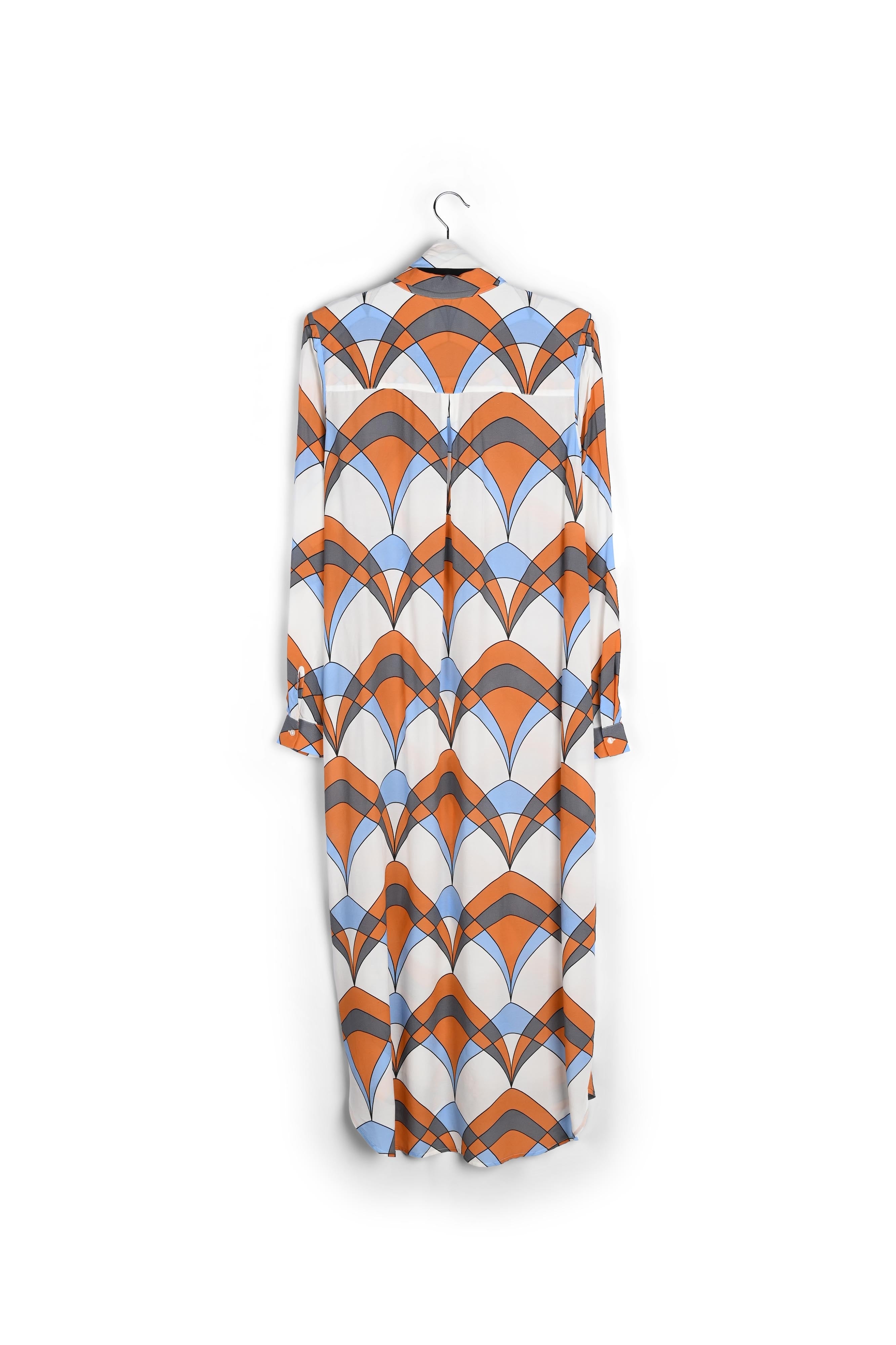 Gebroken witte overhemdjurk met grafische print RE—SSENTIEL | Essentiel second hand