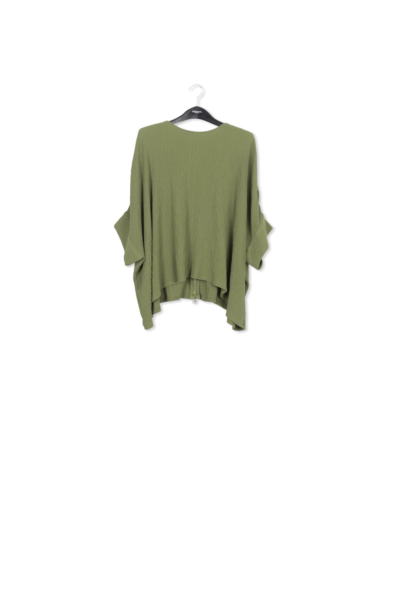 Khaki oversized seersucker top RE—SSENTIEL | Essentiel second hand
