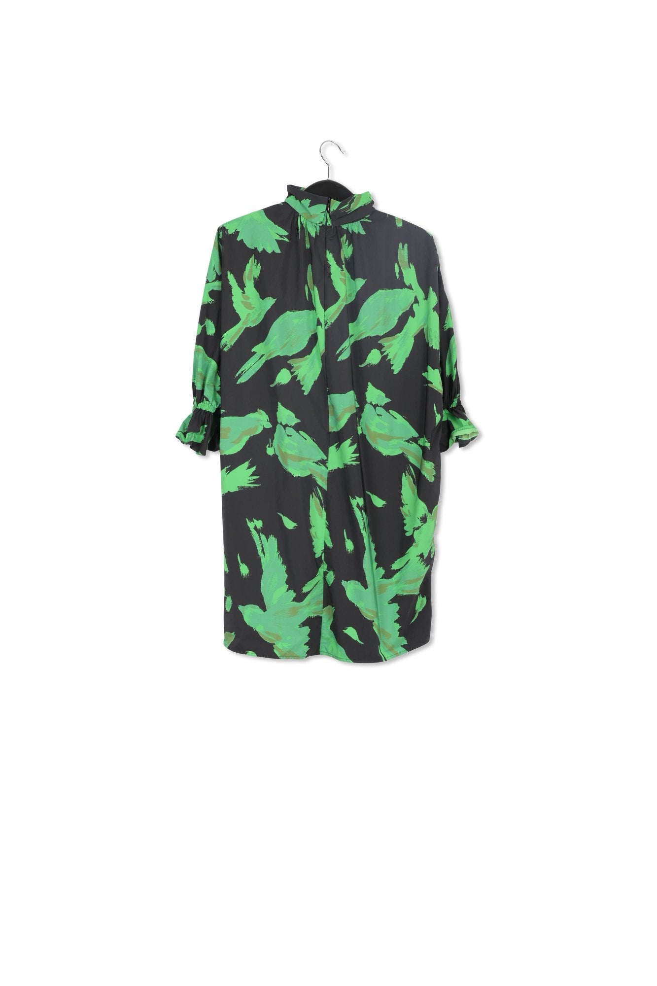 Black and green mini dress with stand-up collar RE—SSENTIEL | Essentiel second hand