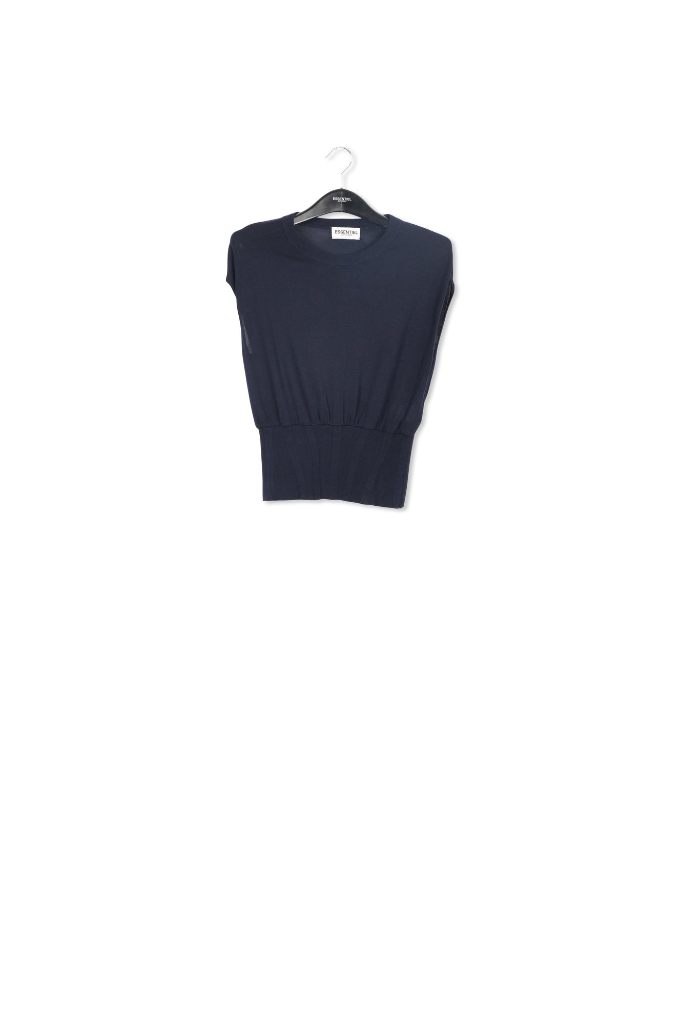 Blauwe mouwloze top met aansluitende taille RE—SSENTIEL | Essentiel second hand