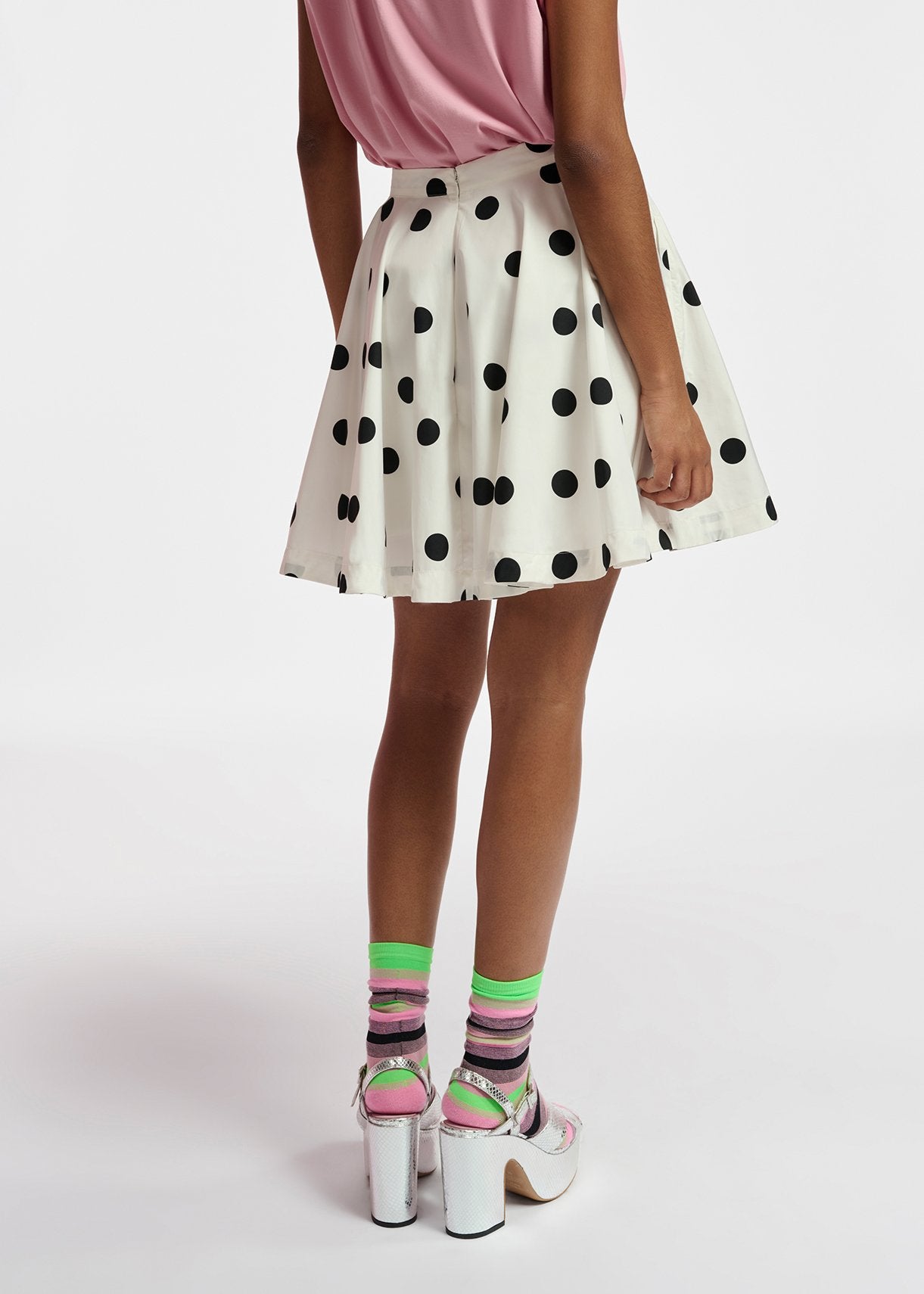 White and black polka-dot voluminous mini skirt RE—SSENTIEL | Essentiel second hand