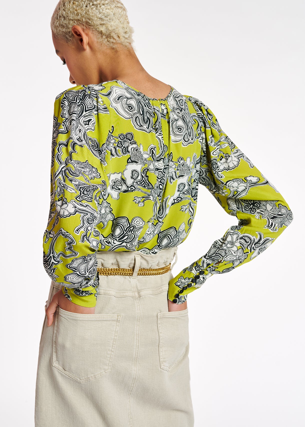 Lime green floral-print top RE—SSENTIEL | Essentiel second hand