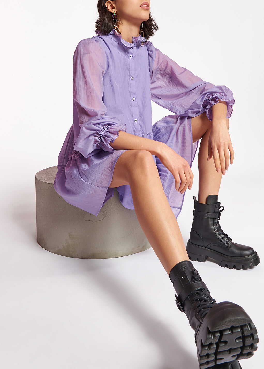 Mauve mini-jurk met volants RE—SSENTIEL | Essentiel second hand