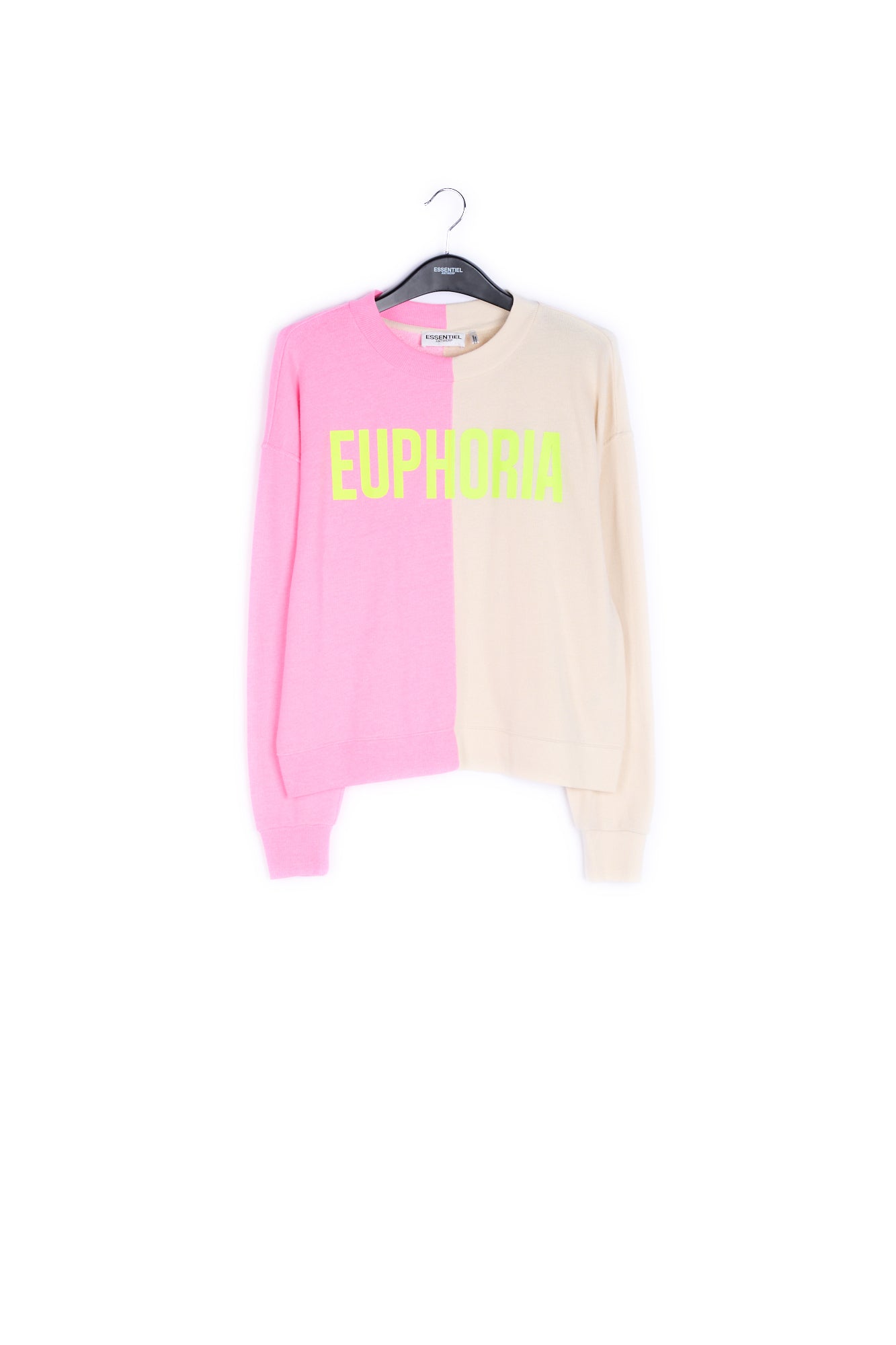Neon pink and beige bicolor 'euphoria' sweatshirt RE—SSENTIEL | Essentiel second hand