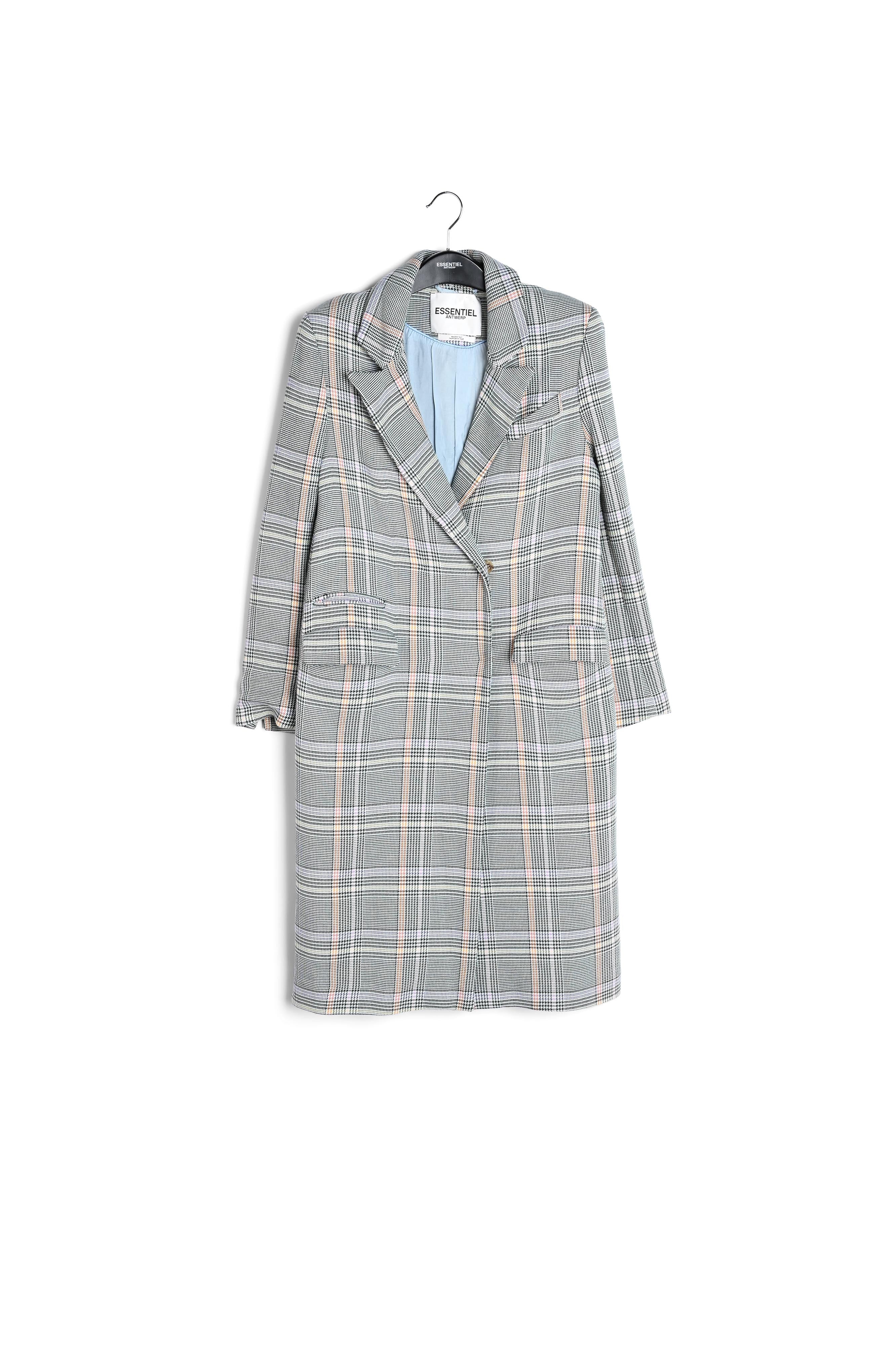 Manteau croisé en tartan vert RE—SSENTIEL | Essentiel second hand