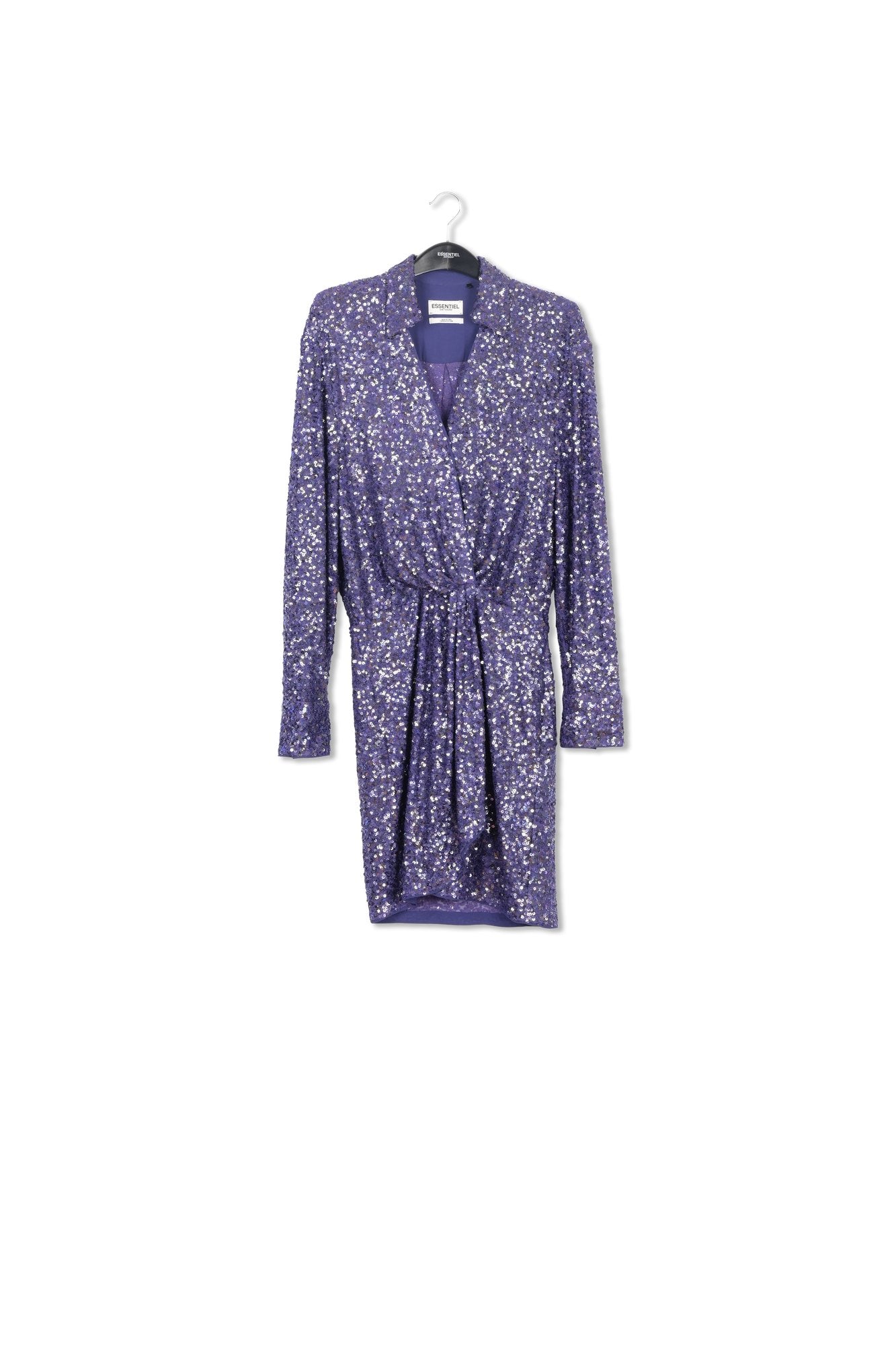 Indigo sequin-embellished mini wrap dress RE—SSENTIEL | Essentiel second hand