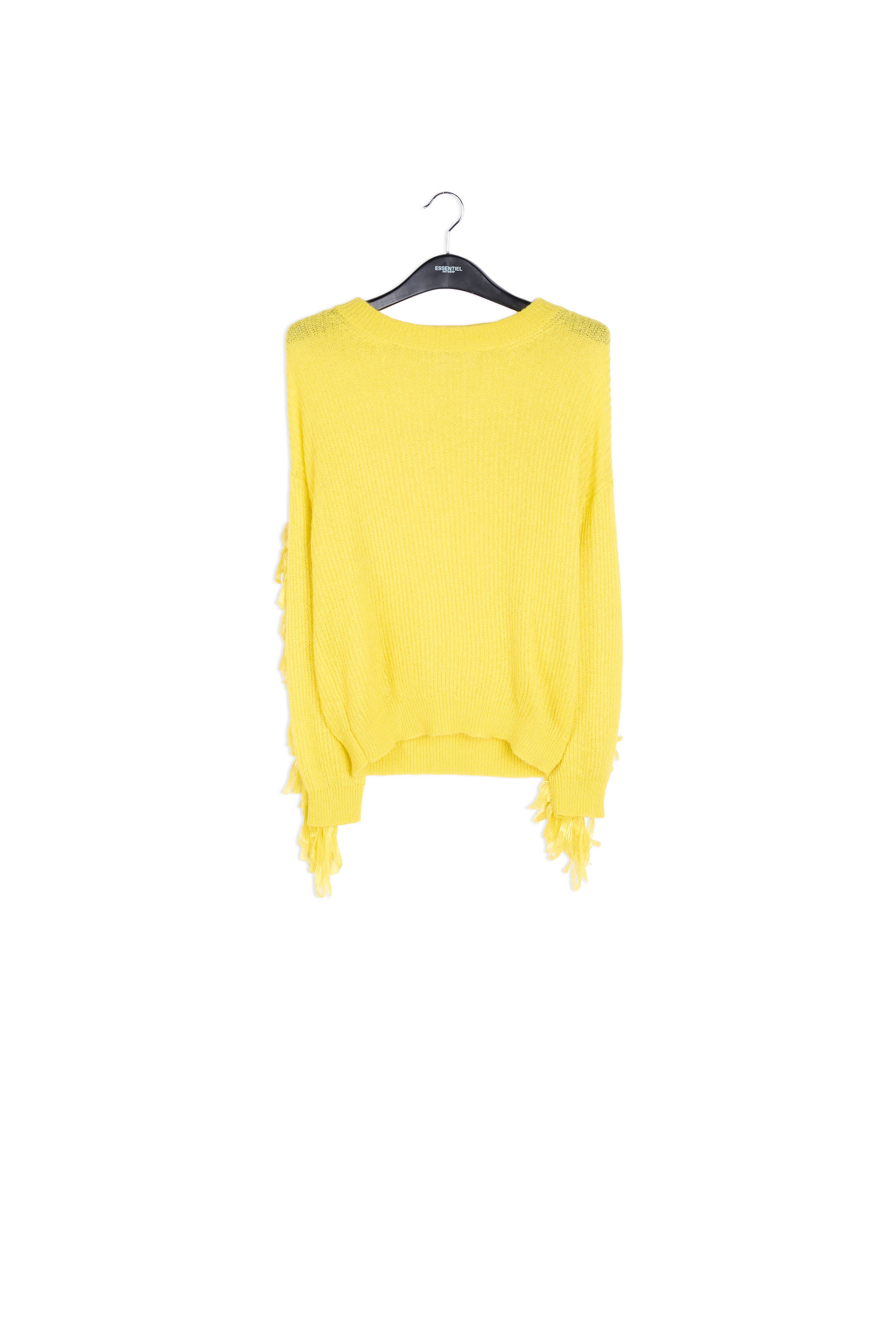 Yellow ribbed-knit sweater with fringed sleeves RE—SSENTIEL | Essentiel second hand