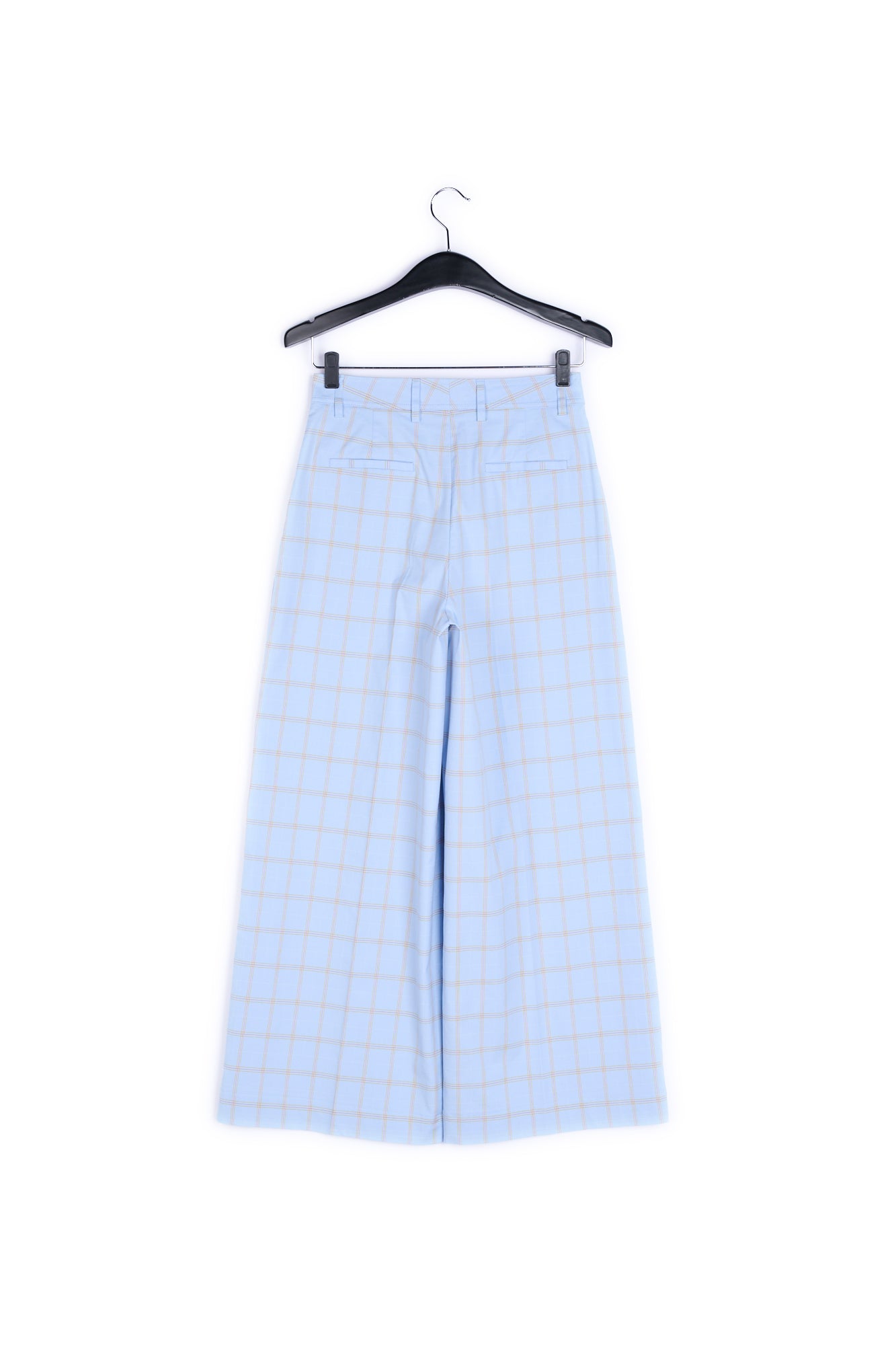 Light blue plaid wide leg trousers RE—SSENTIEL | Essentiel second hand