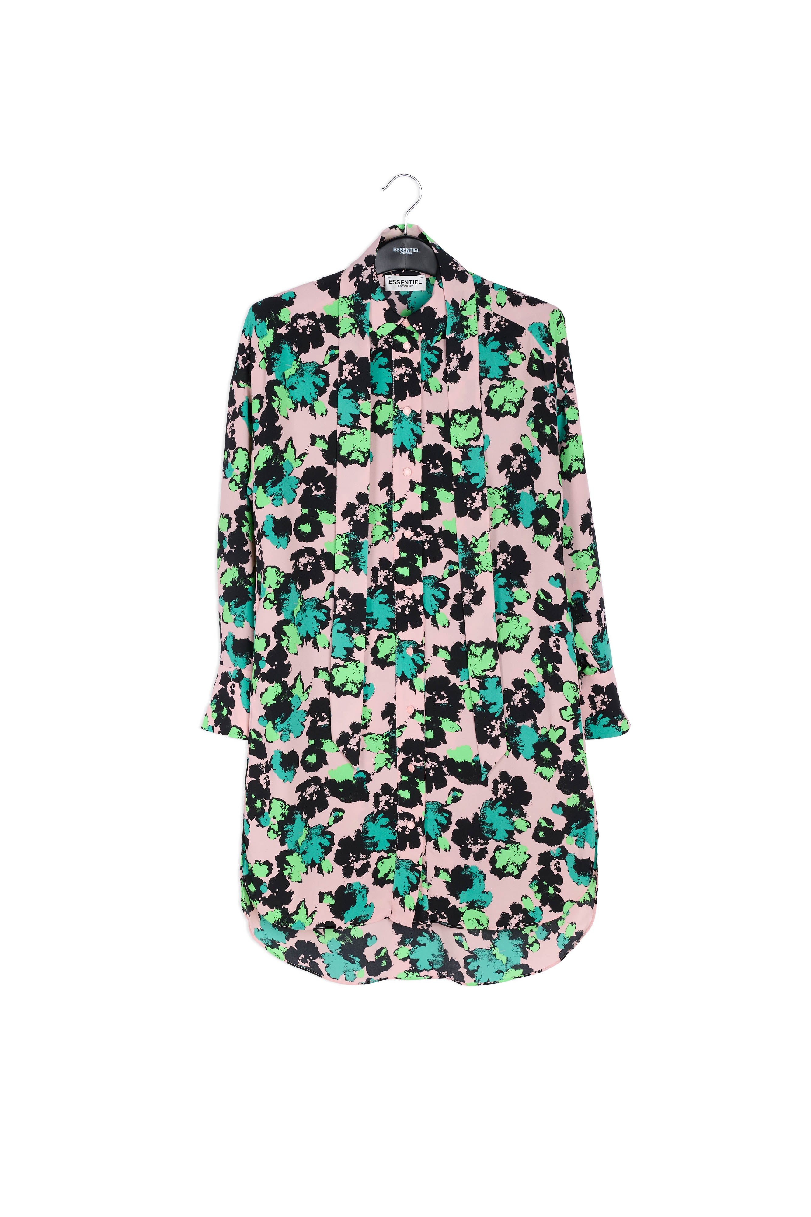 Pink floral mini shirt dress RE—SSENTIEL | Essentiel second hand