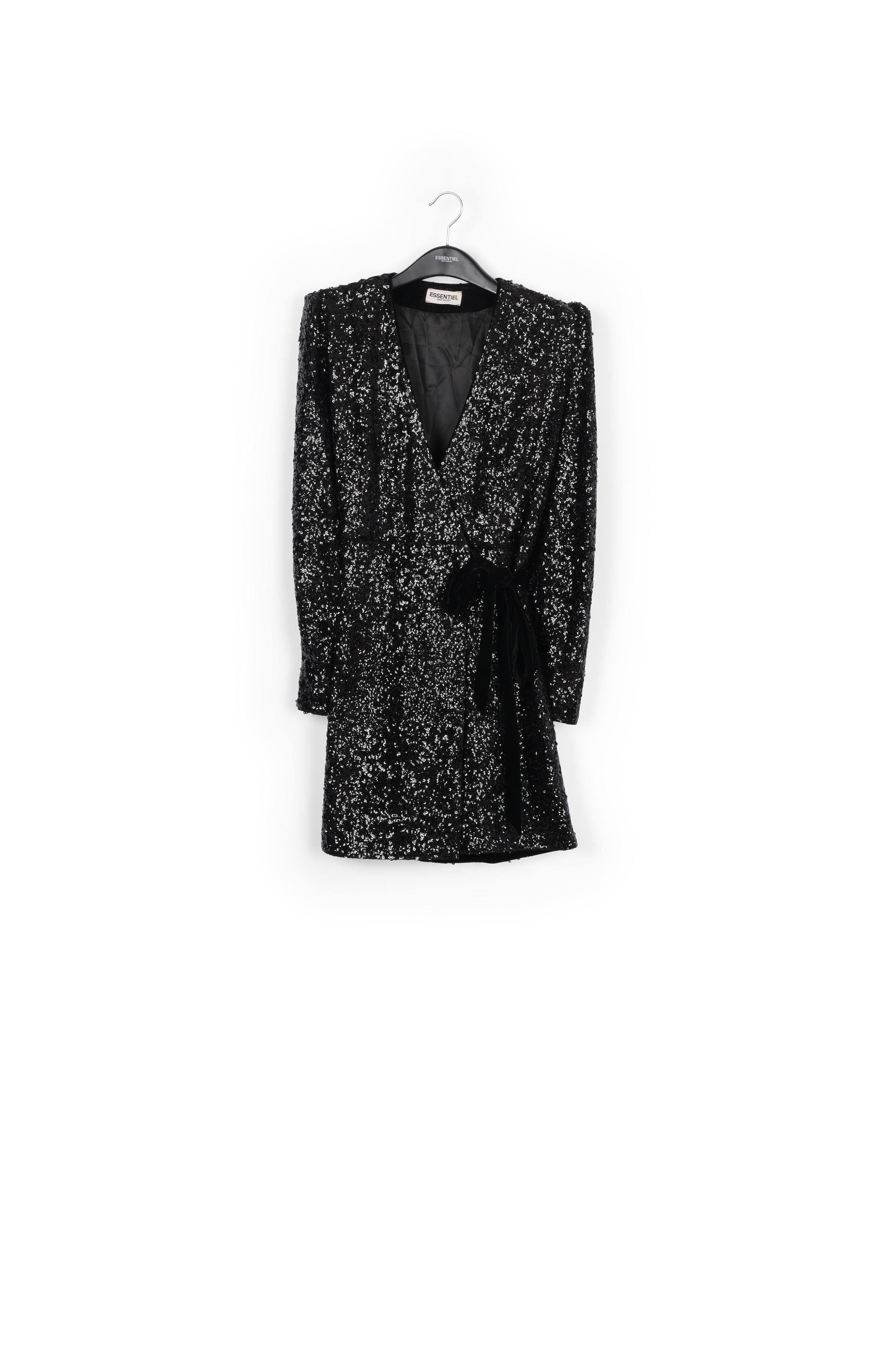 Black sequined mini wrap dress RE—SSENTIEL | Essentiel second hand