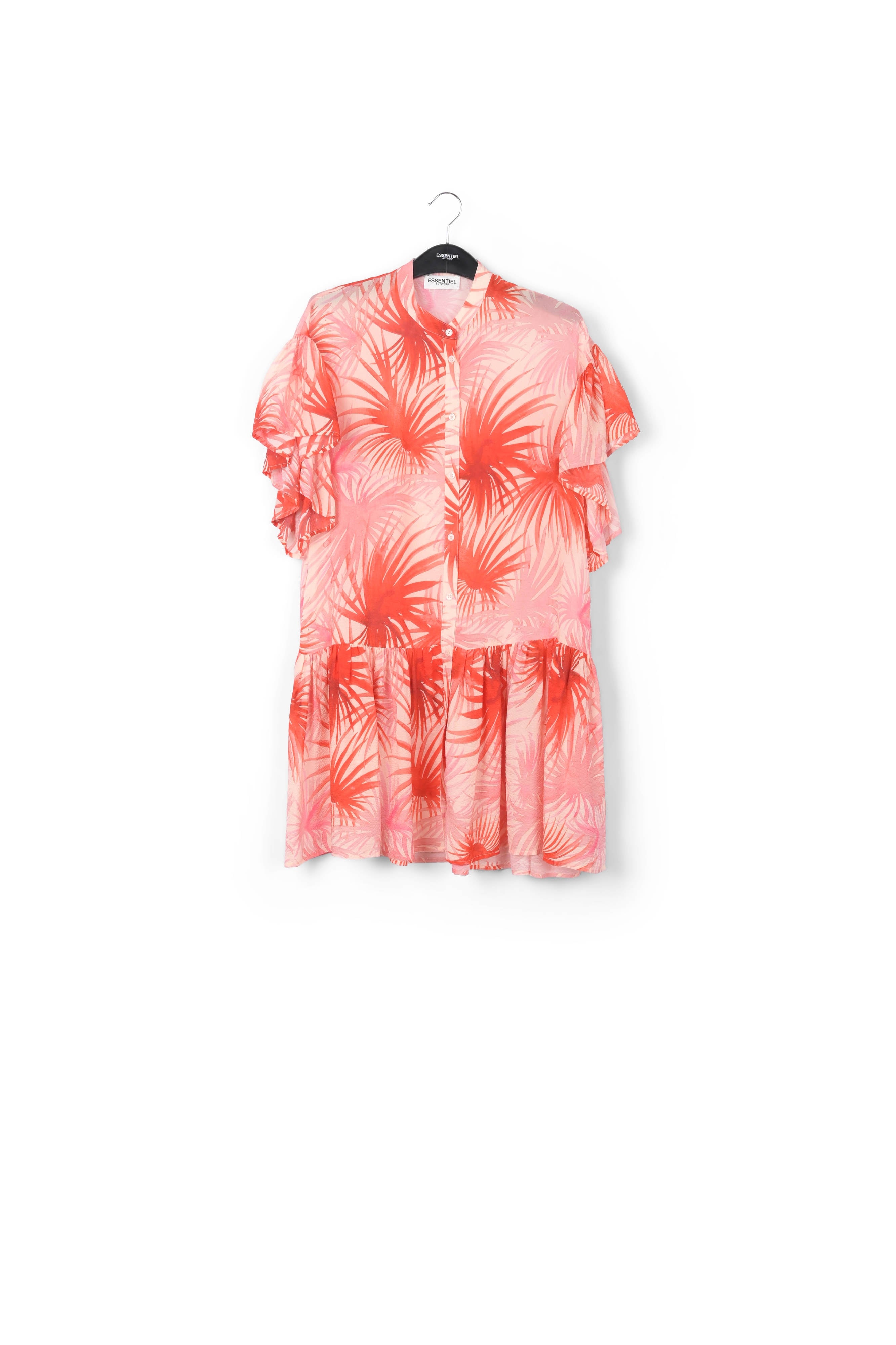 Orange viscose-silk palm leaf print mini dress RE—SSENTIEL | Essentiel second hand