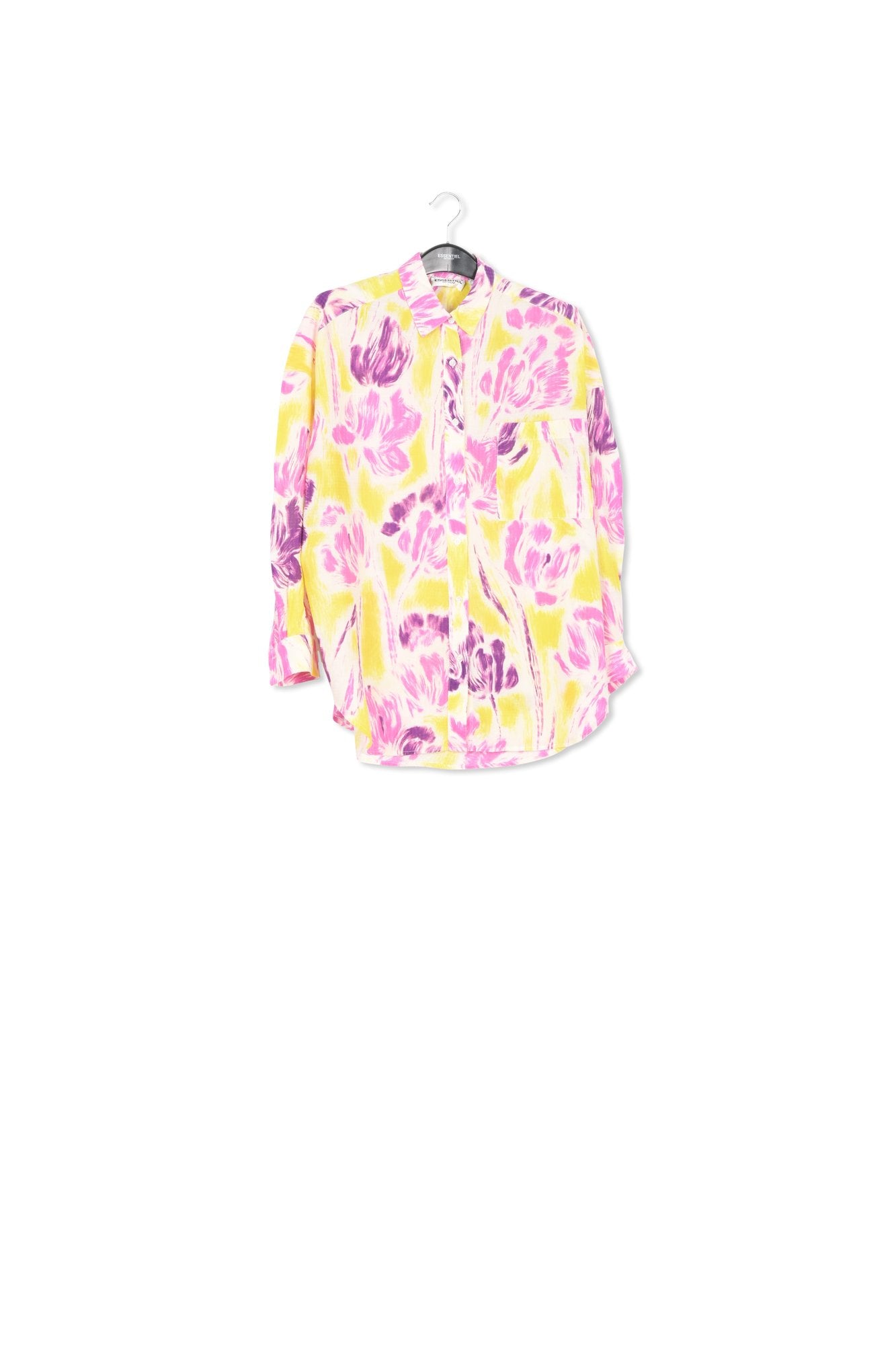 Yellow and purple floral print oversized shirt RE—SSENTIEL | Essentiel second hand