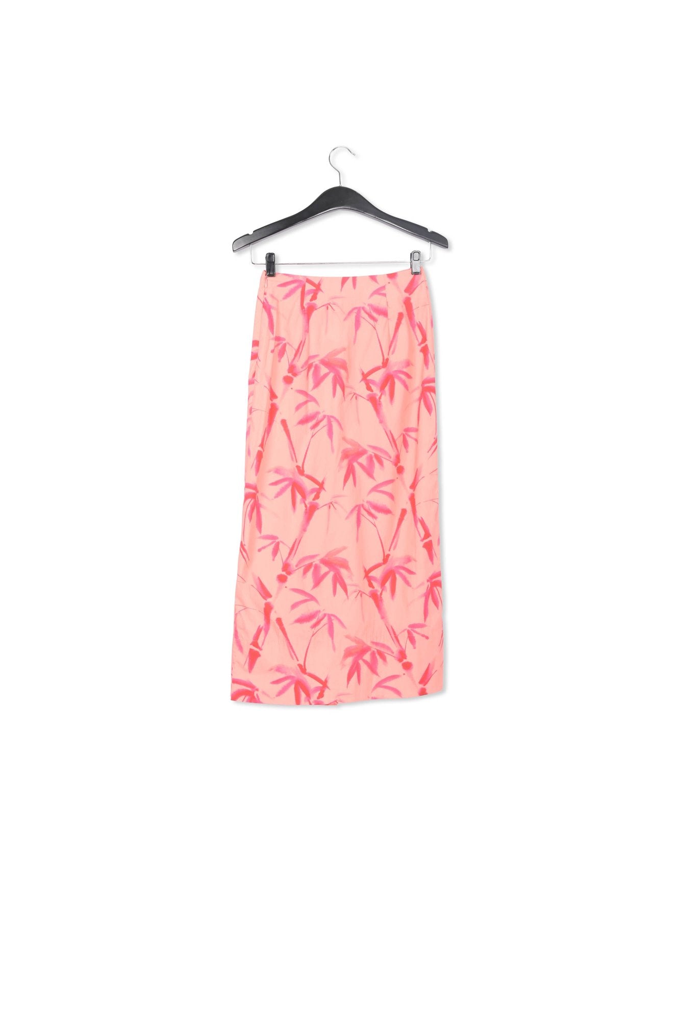 Peach cotton draped midi skirt with palm leaf print RE—SSENTIEL | Essentiel second hand