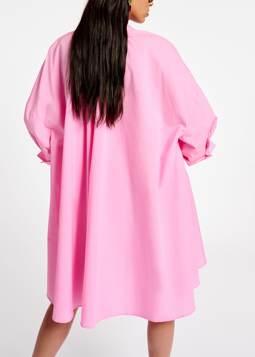 Pink cotton oversized knee-length shirt dress RE—SSENTIEL | Essentiel second hand