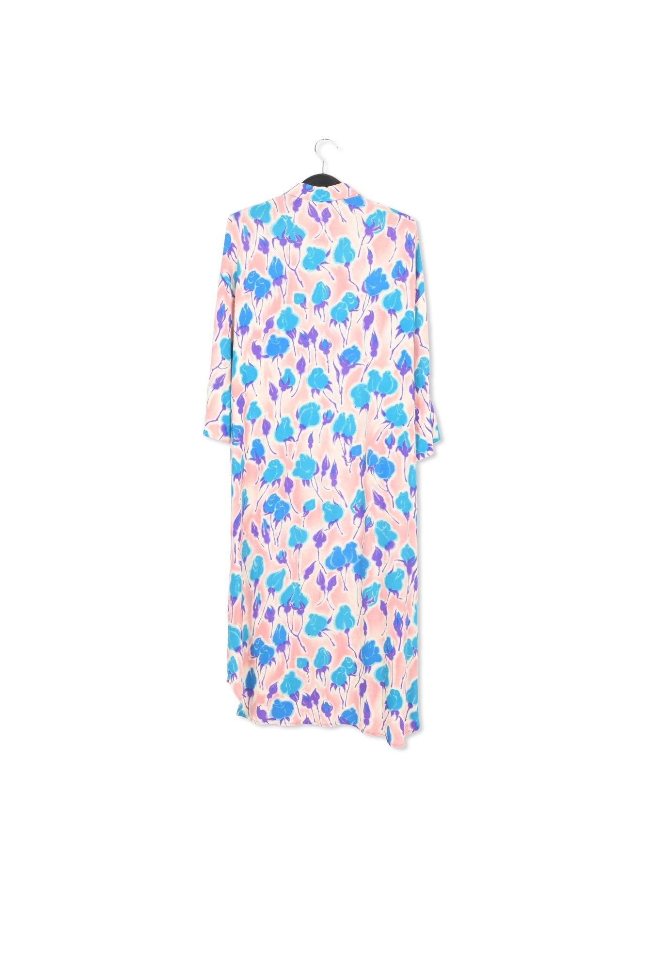 Light pink, blue and purple floral print midi-length dress RE—SSENTIEL | Essentiel second hand