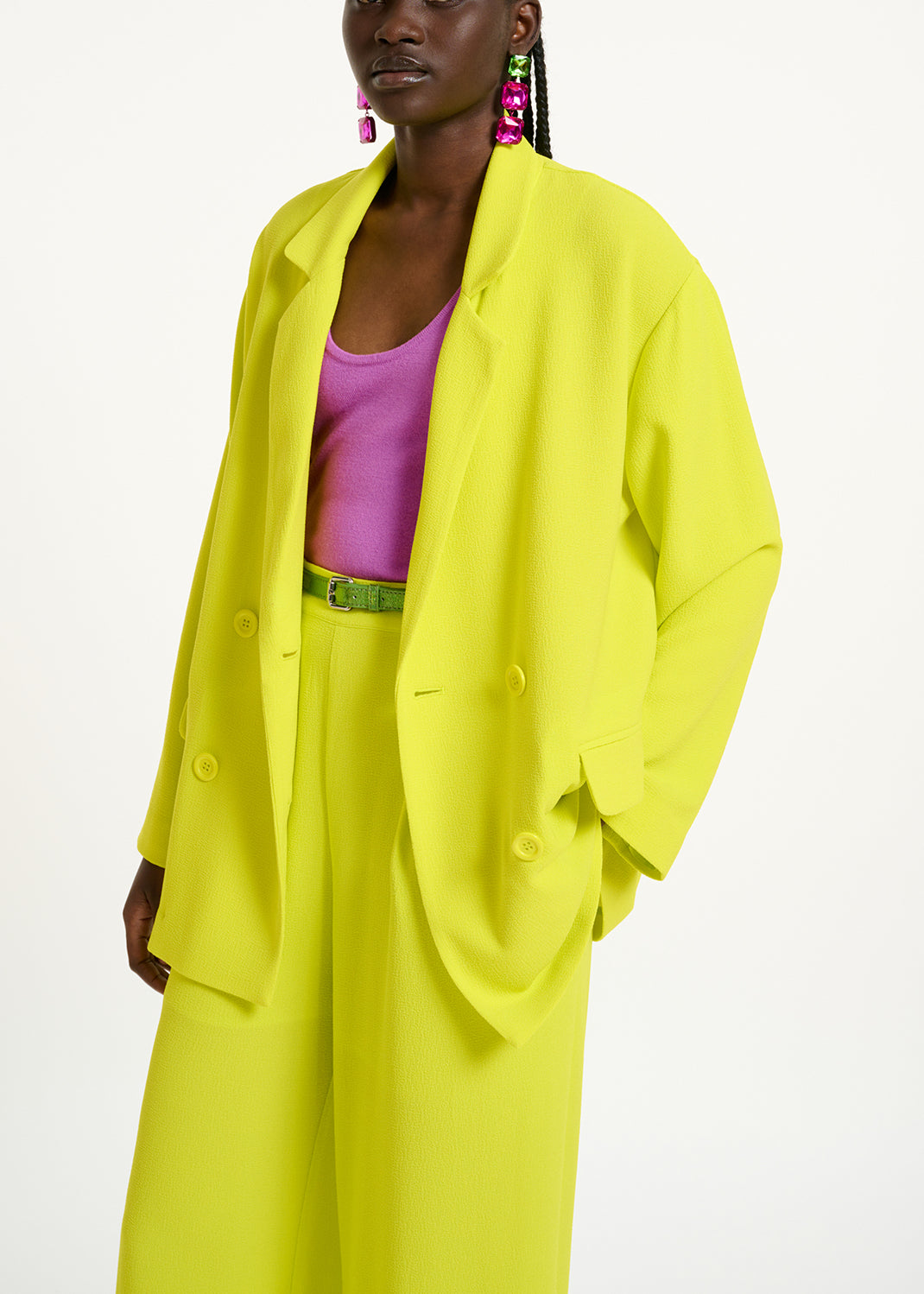 Yellow double-breasted blazer RE—SSENTIEL | Essentiel second hand