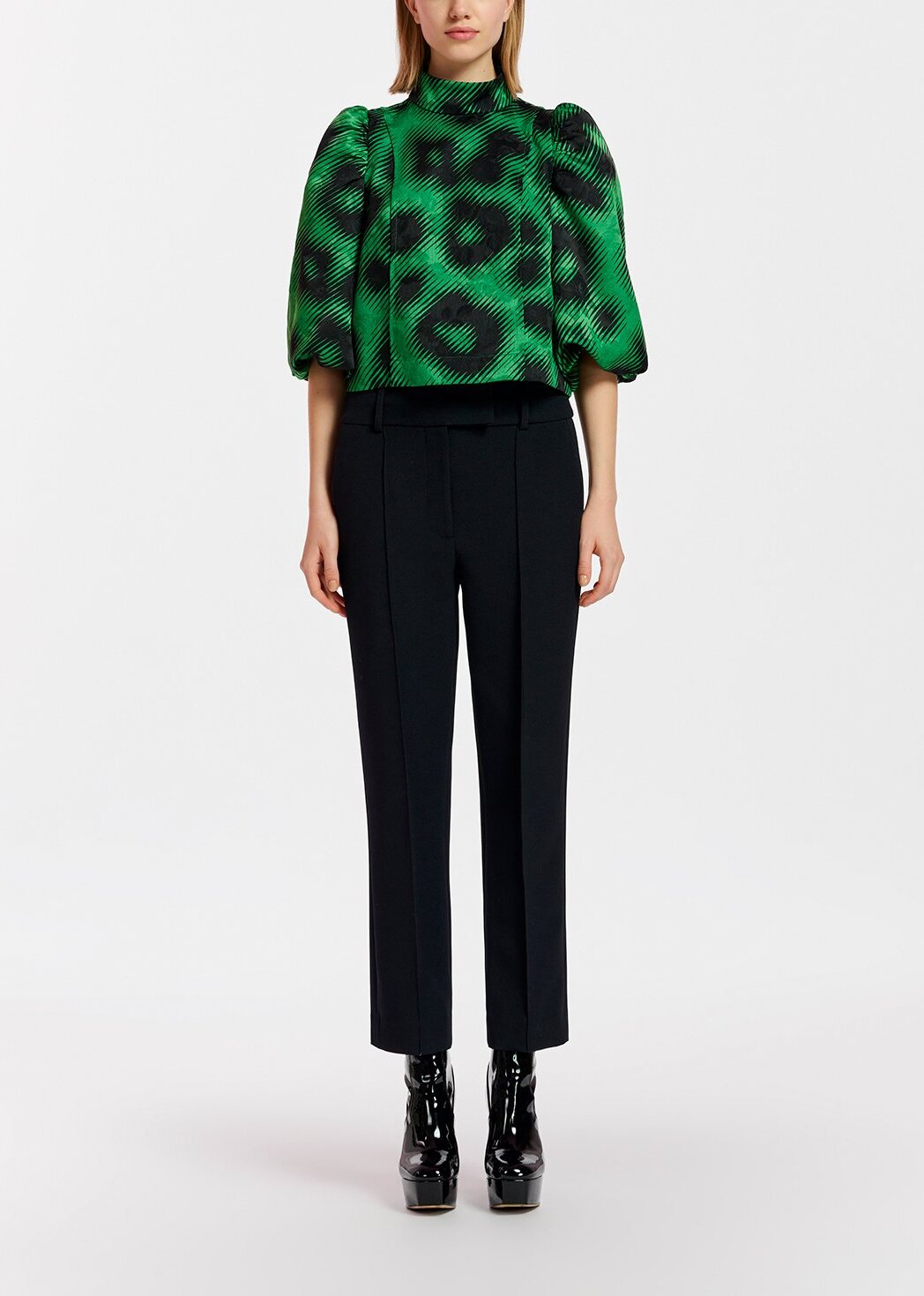 Green jacquard top with leopard print RE—SSENTIEL | Essentiel second hand