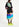 Black midi-length dress with multicolor print Faume - seconde main