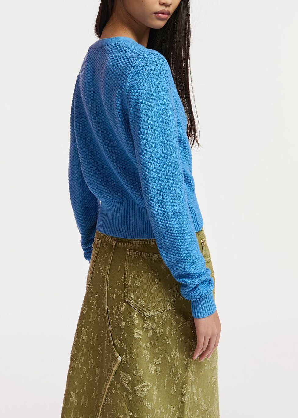 Cardigan en V bleu avec ornements RE—SSENTIEL | Essentiel second hand