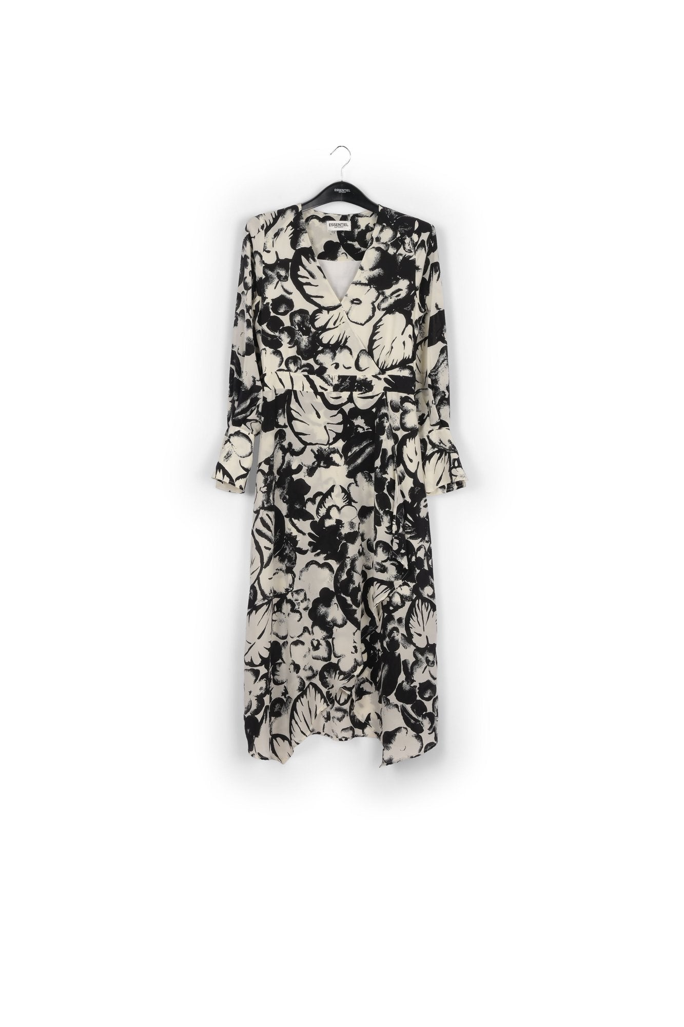 Off-white botanical-print silk midi dress RE—SSENTIEL | Essentiel second hand