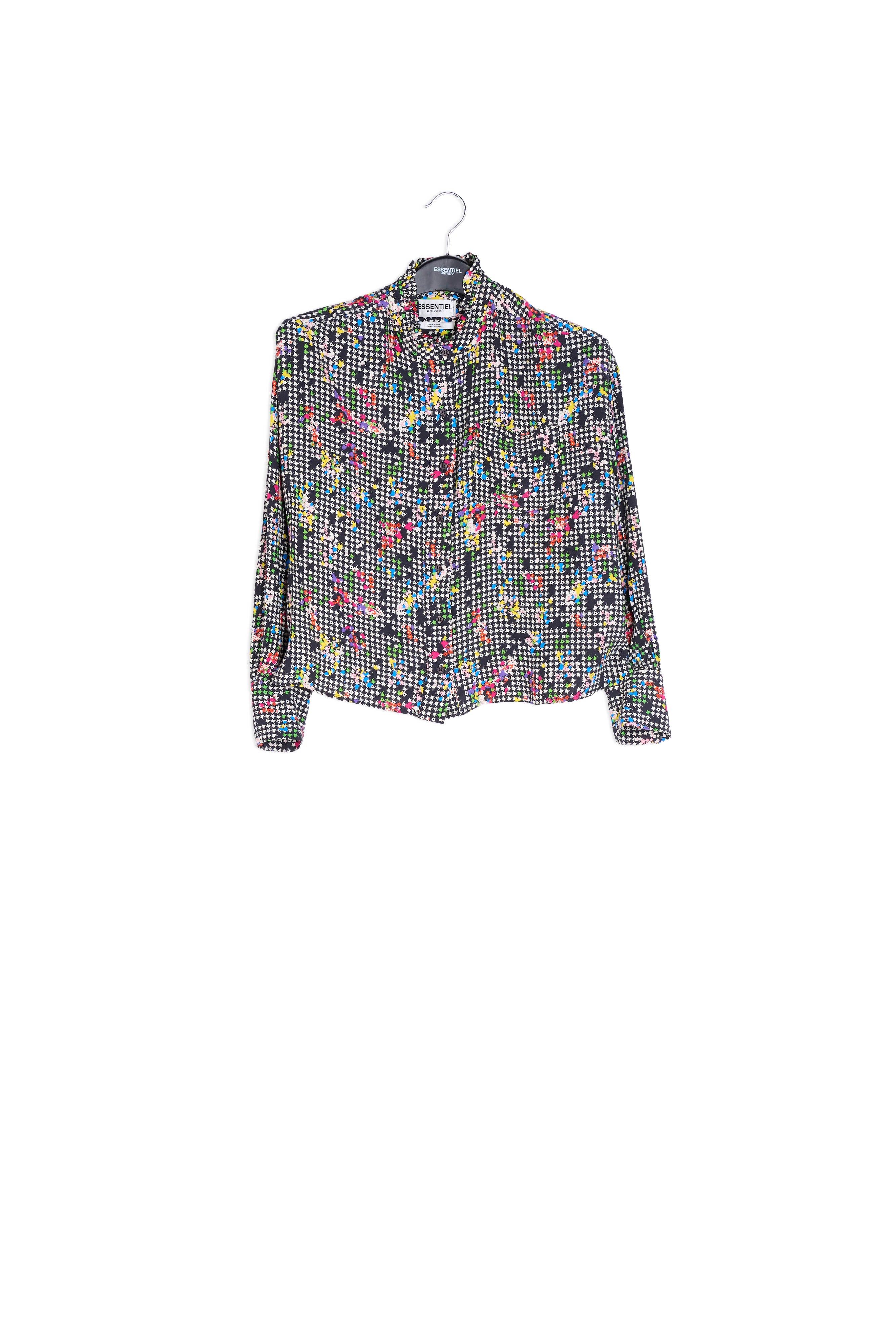 Black and white boxy shirt with frilled collar RE—SSENTIEL | Essentiel second hand