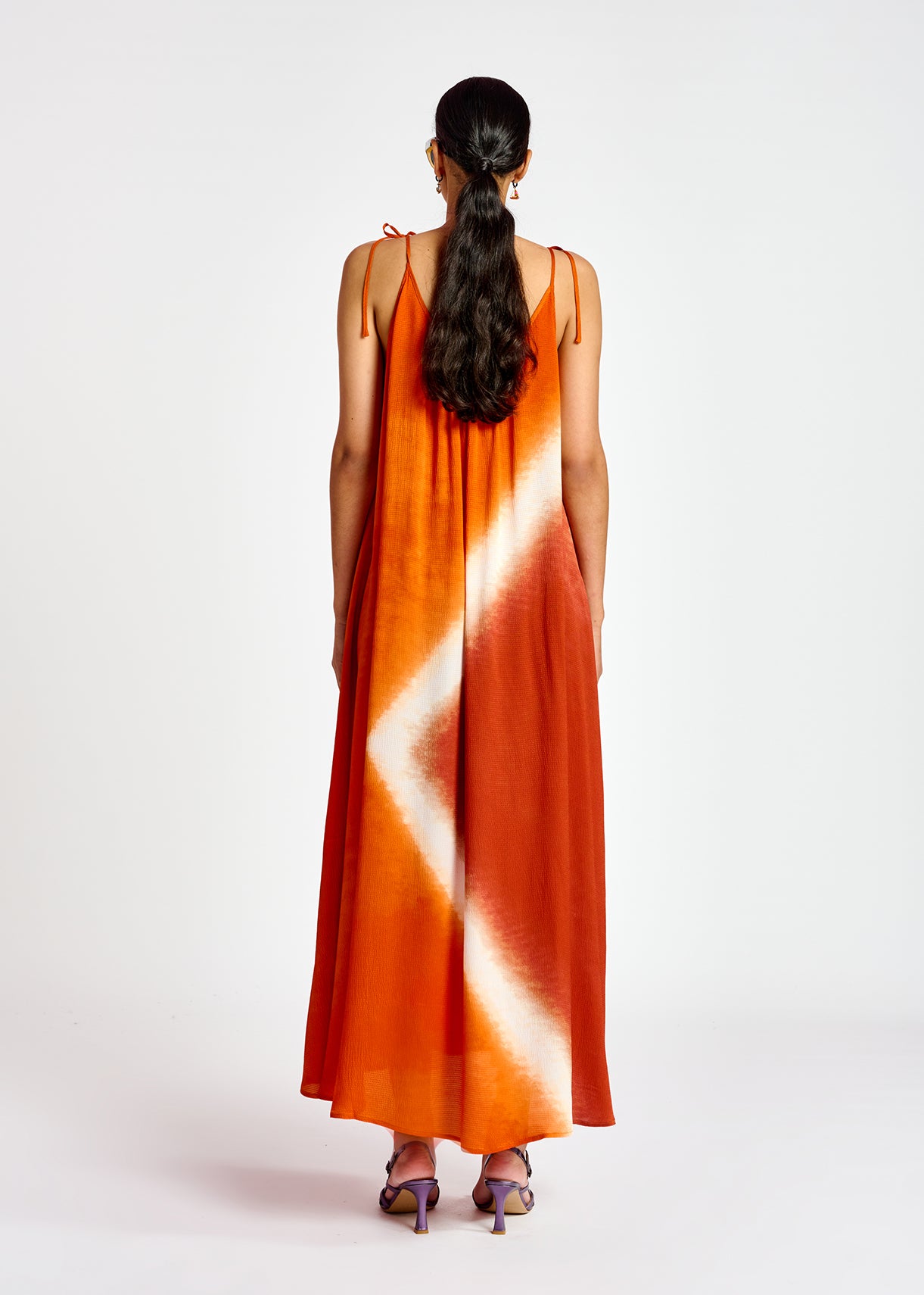 Orange strappy tie-dye maxi dress RE—SSENTIEL | Essentiel second hand