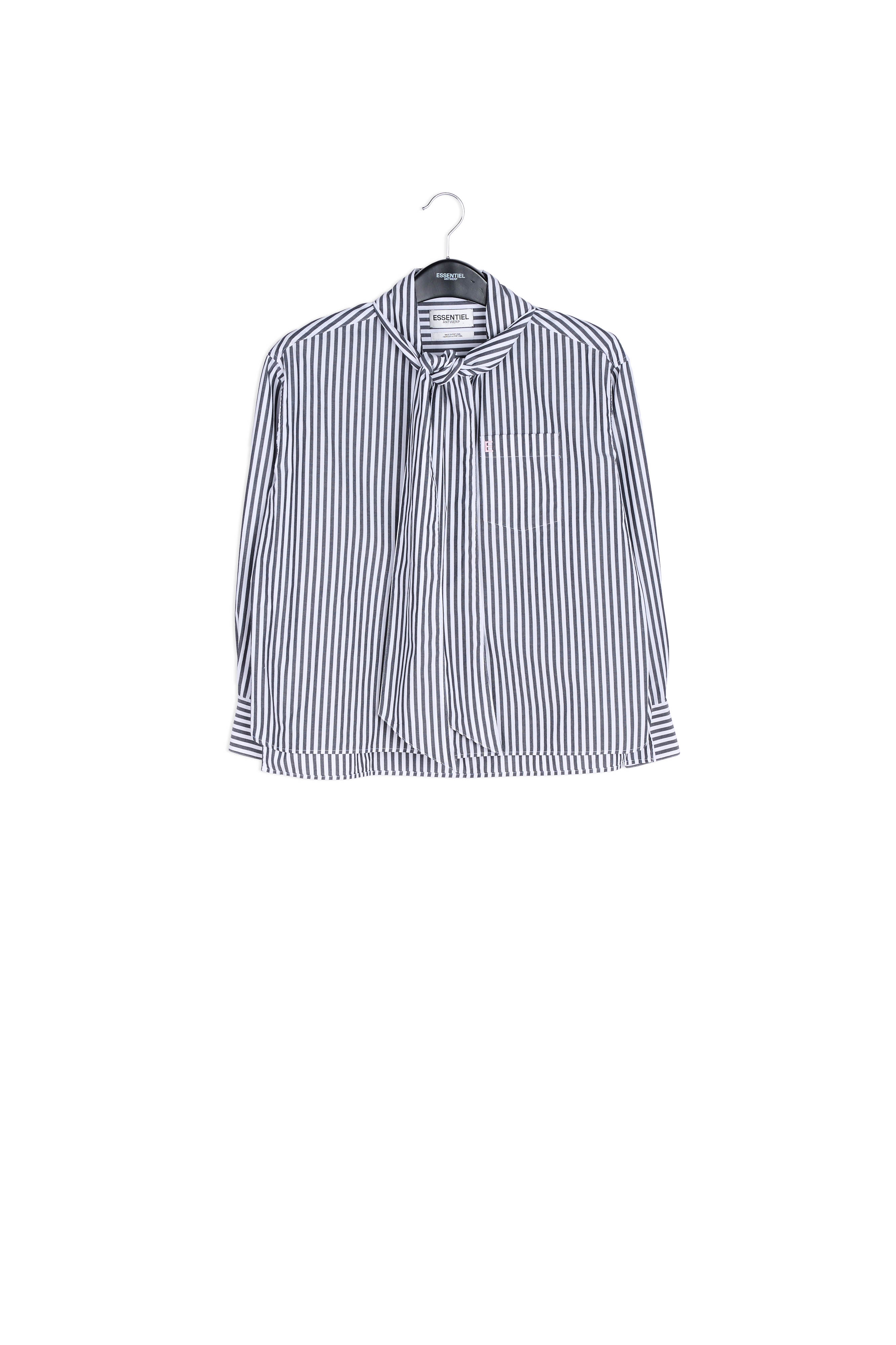 Zwarte blouse met strikkraag RE—SSENTIEL | Essentiel second hand