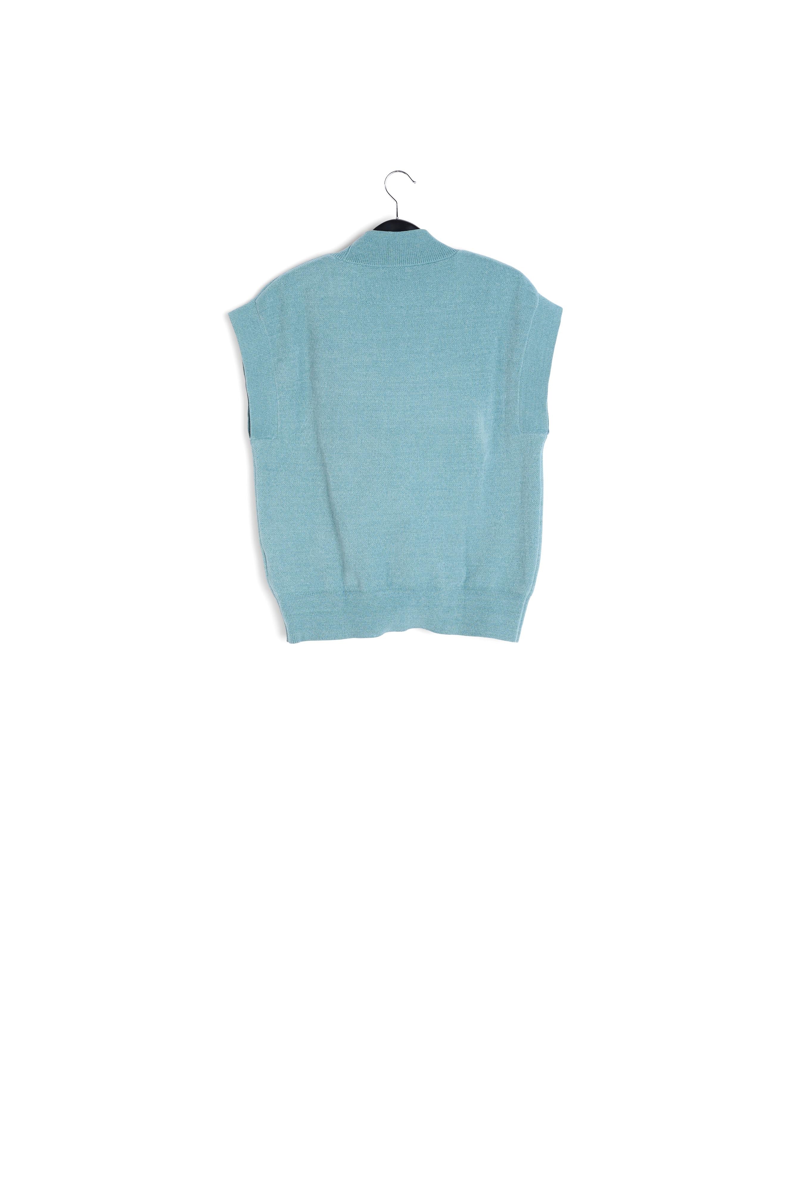 Blue V-neck short-sleeved sweater RE—SSENTIEL | Essentiel second hand