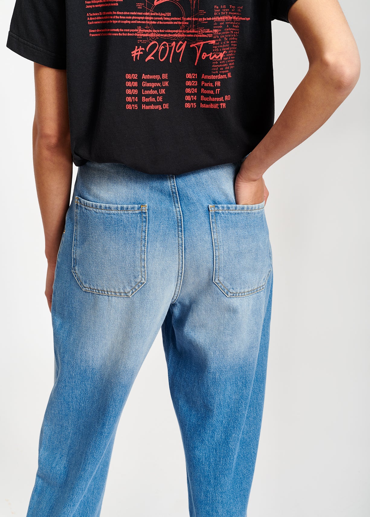 Blue cotton cropped boyfriend jeans with high waist RE—SSENTIEL | Essentiel second hand