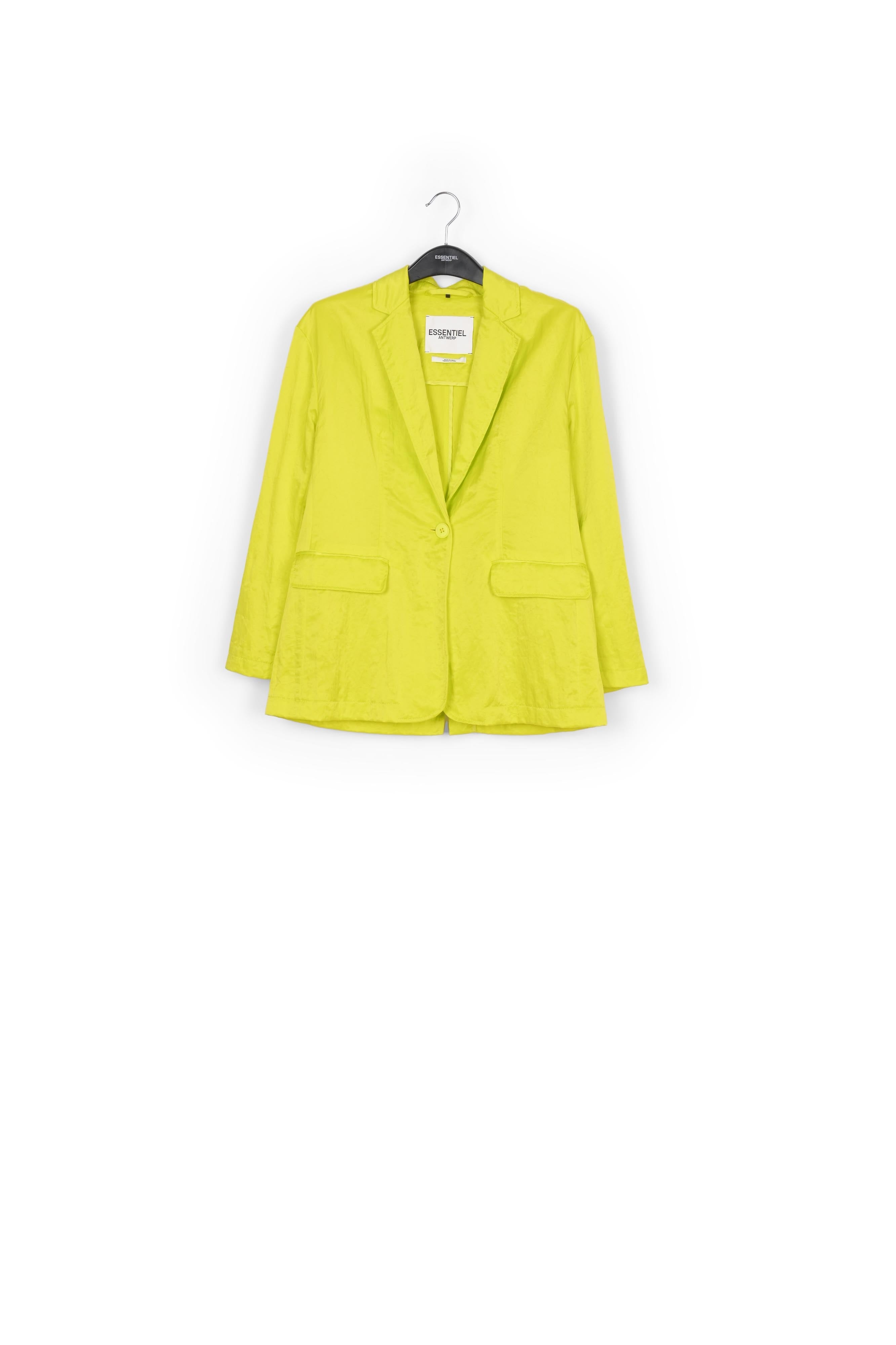 Blazer droit en satin vert citron RE—SSENTIEL | Essentiel second hand