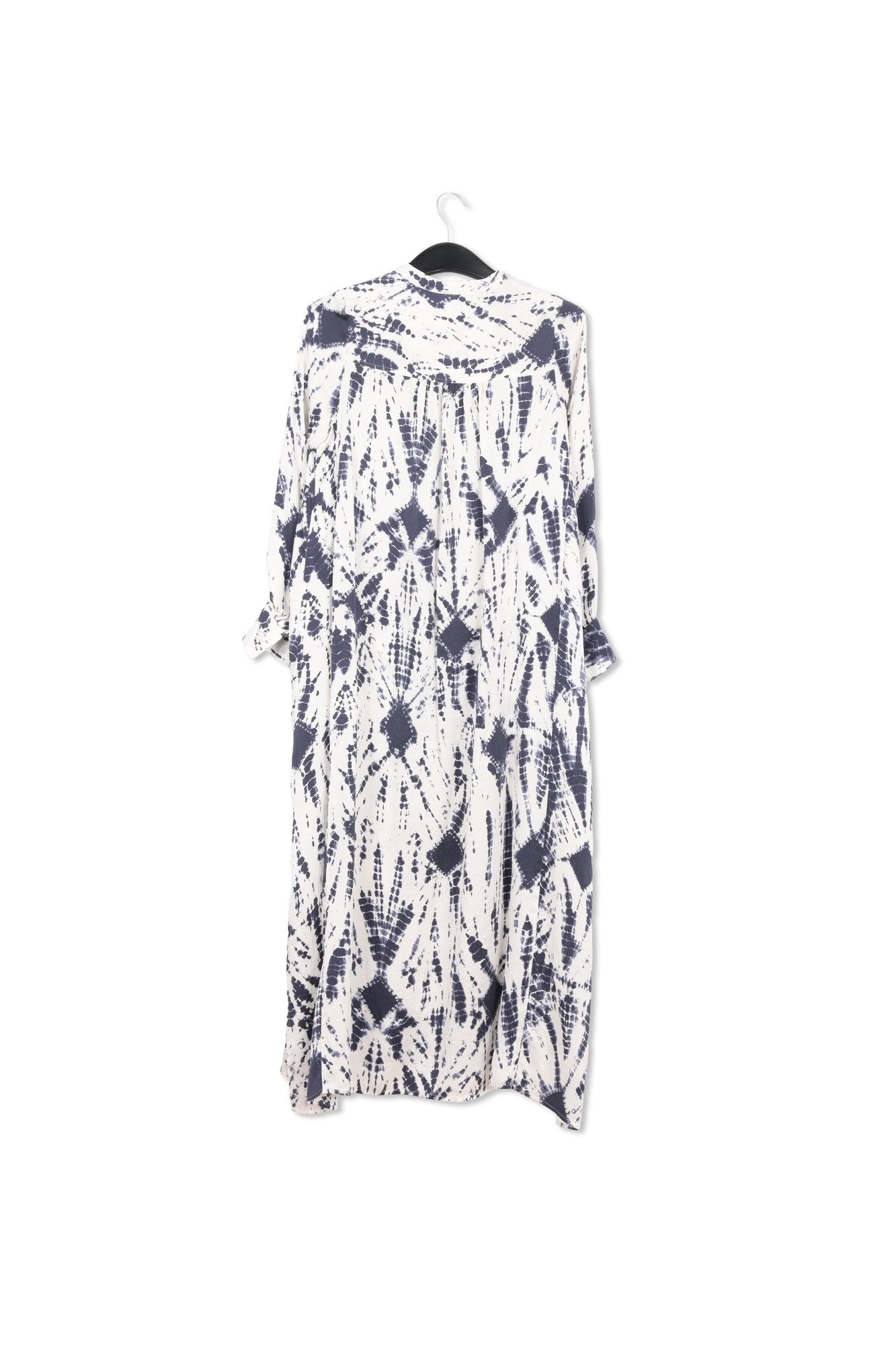 Off-white and red tie-dyed silk shirt dress RE—SSENTIEL | Essentiel second hand