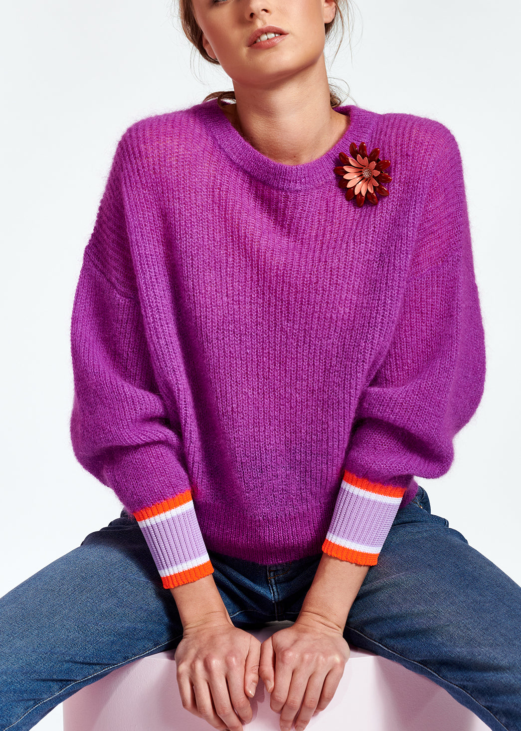 Lilac mohair and wool blend sweater RE—SSENTIEL | Essentiel second hand