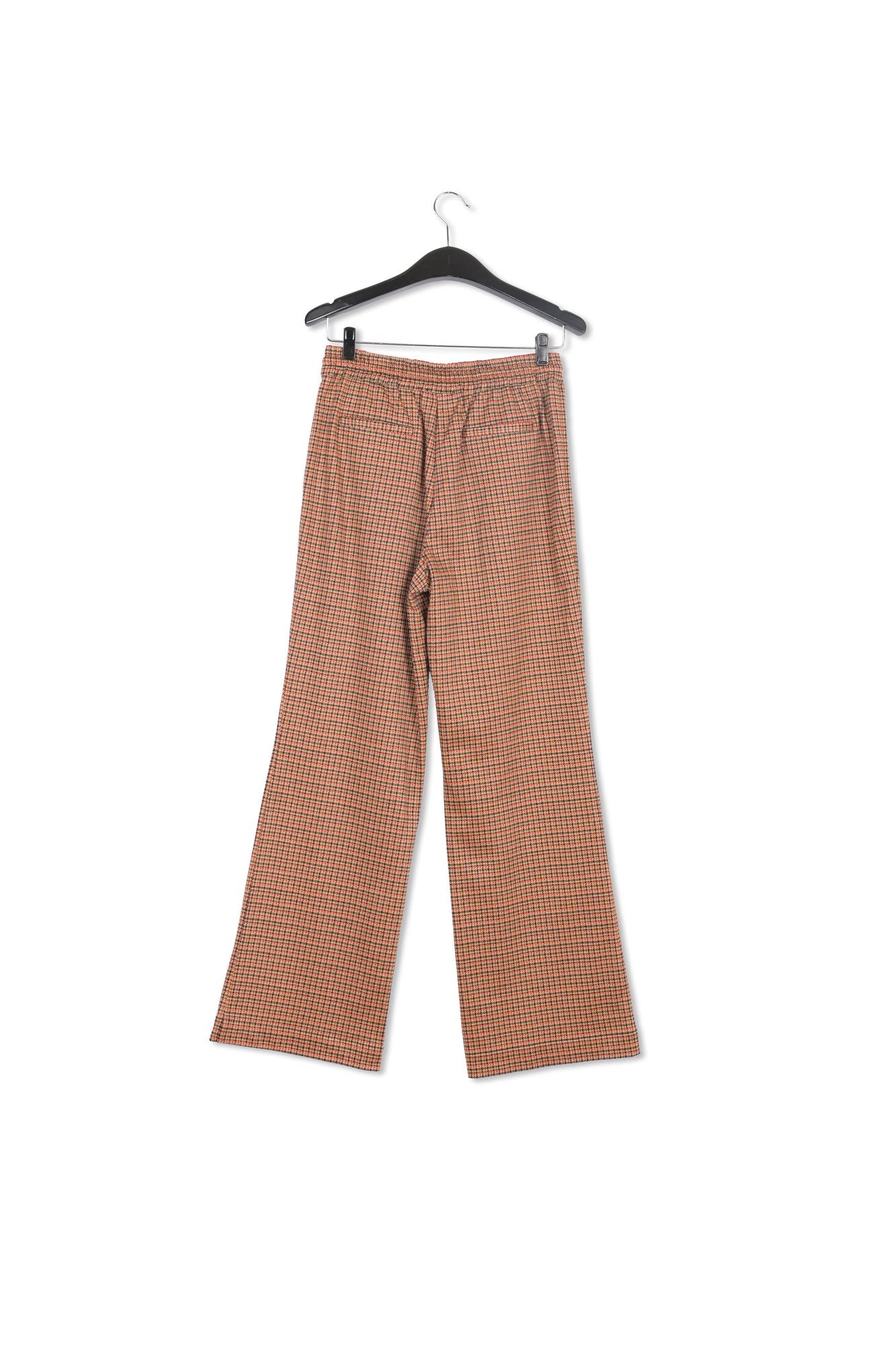 Pantalon en pied-de-poule blanc cassé et orange RE—SSENTIEL | Essentiel second hand