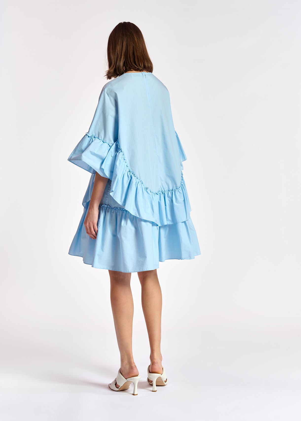 Lichtblauwe katoenen jurk met volants RE—SSENTIEL | Essentiel second hand