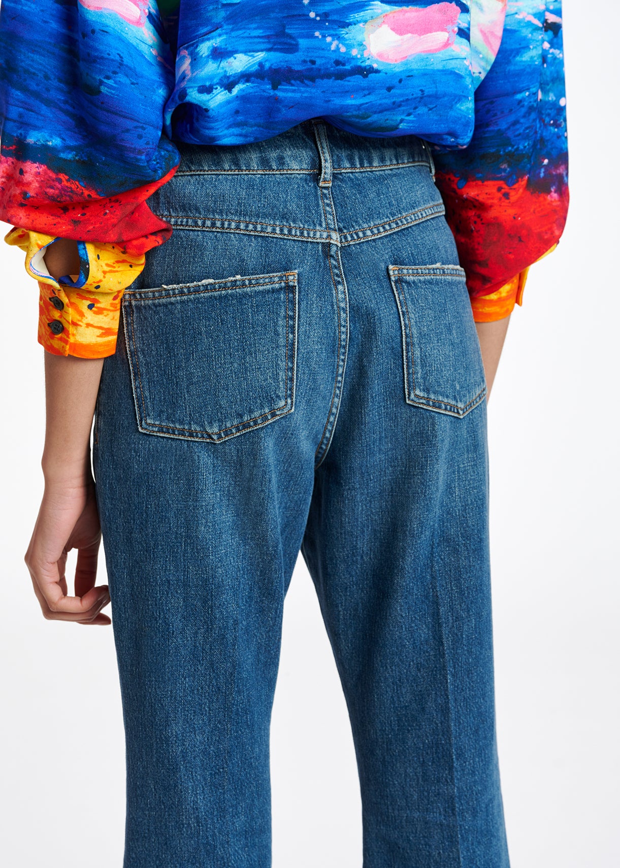 Blue cotton-stretch flared-fit jeans RE—SSENTIEL | Essentiel second hand