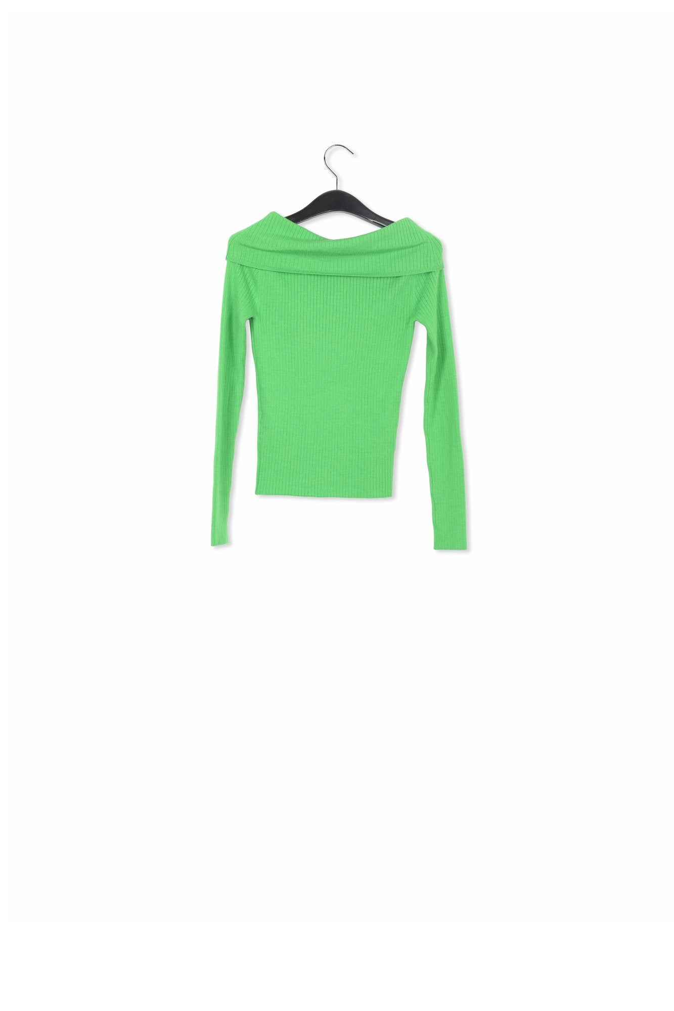 Pull en tricot vert à épaules dénudées RE—SSENTIEL | Essentiel second hand