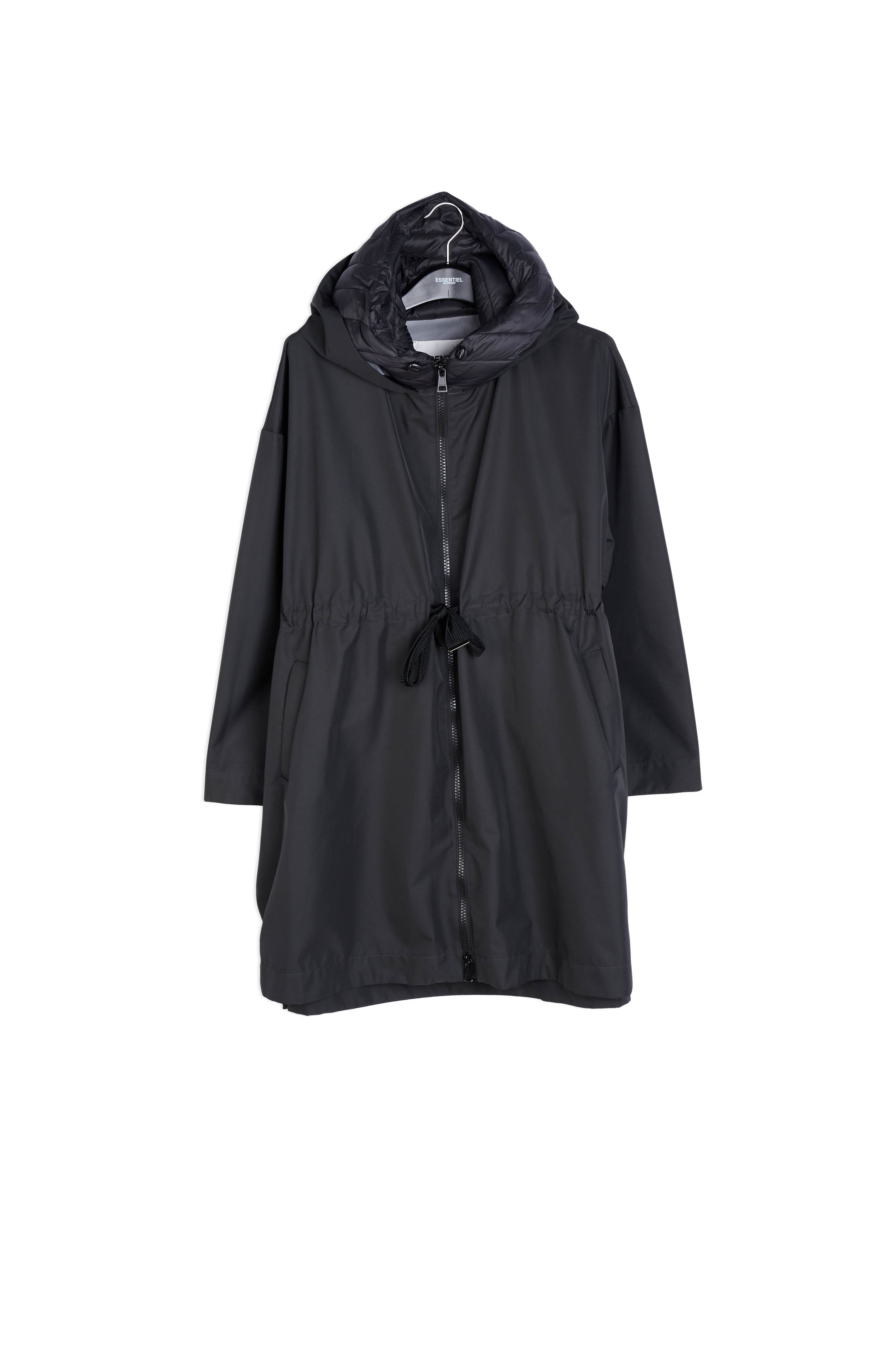 Black oversized hooded raincoat RE—SSENTIEL | Essentiel second hand