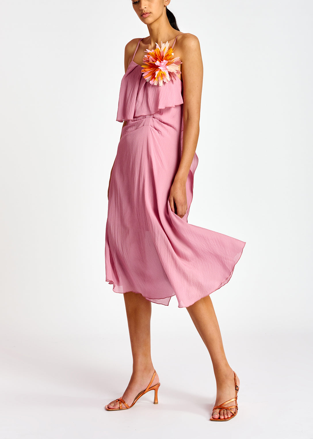 Lilac viscose-silk asymmetrical midi dress RE—SSENTIEL | Essentiel second hand