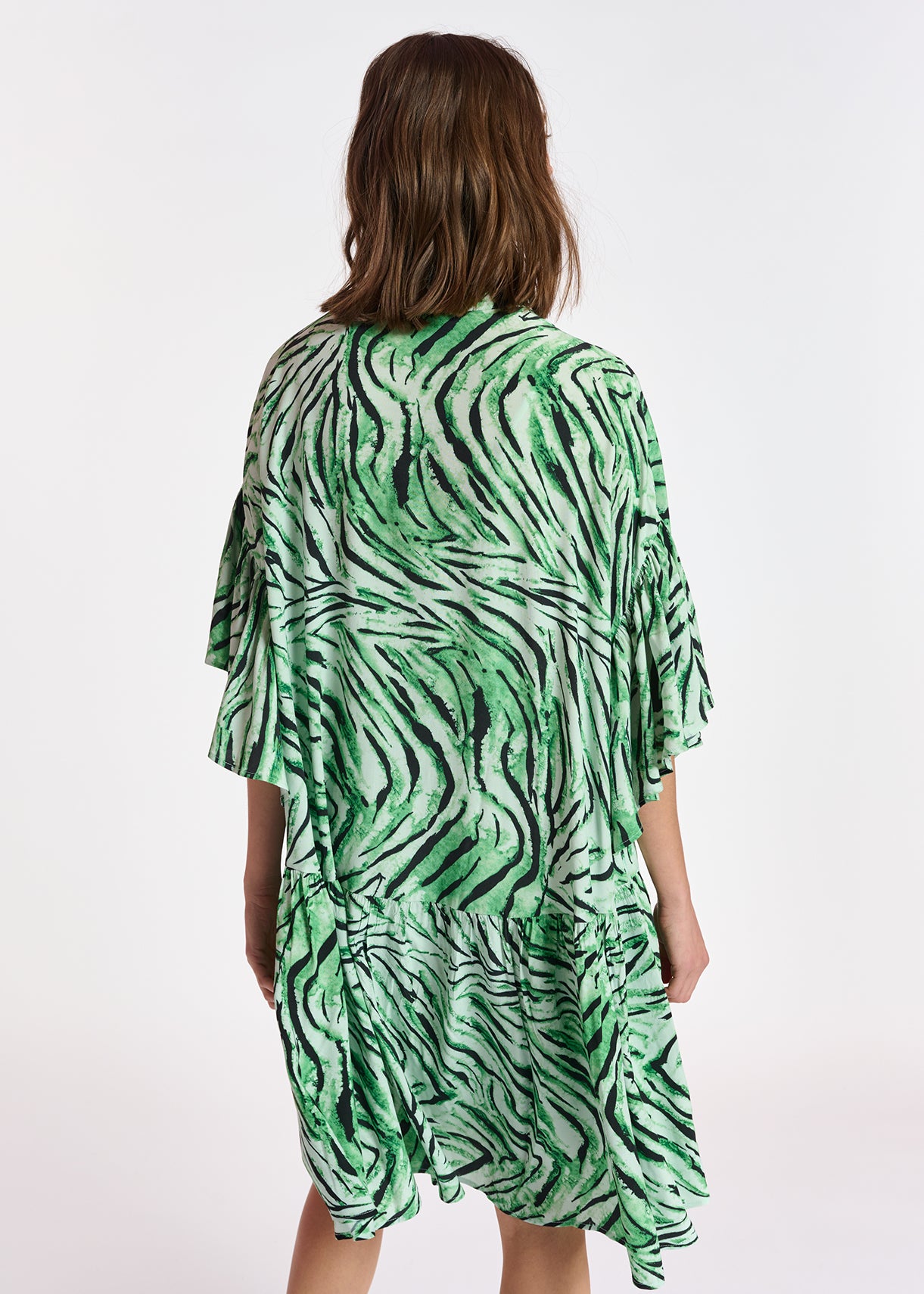 Mini robe vert menthe à  imprimé tigre RE—SSENTIEL | Essentiel second hand