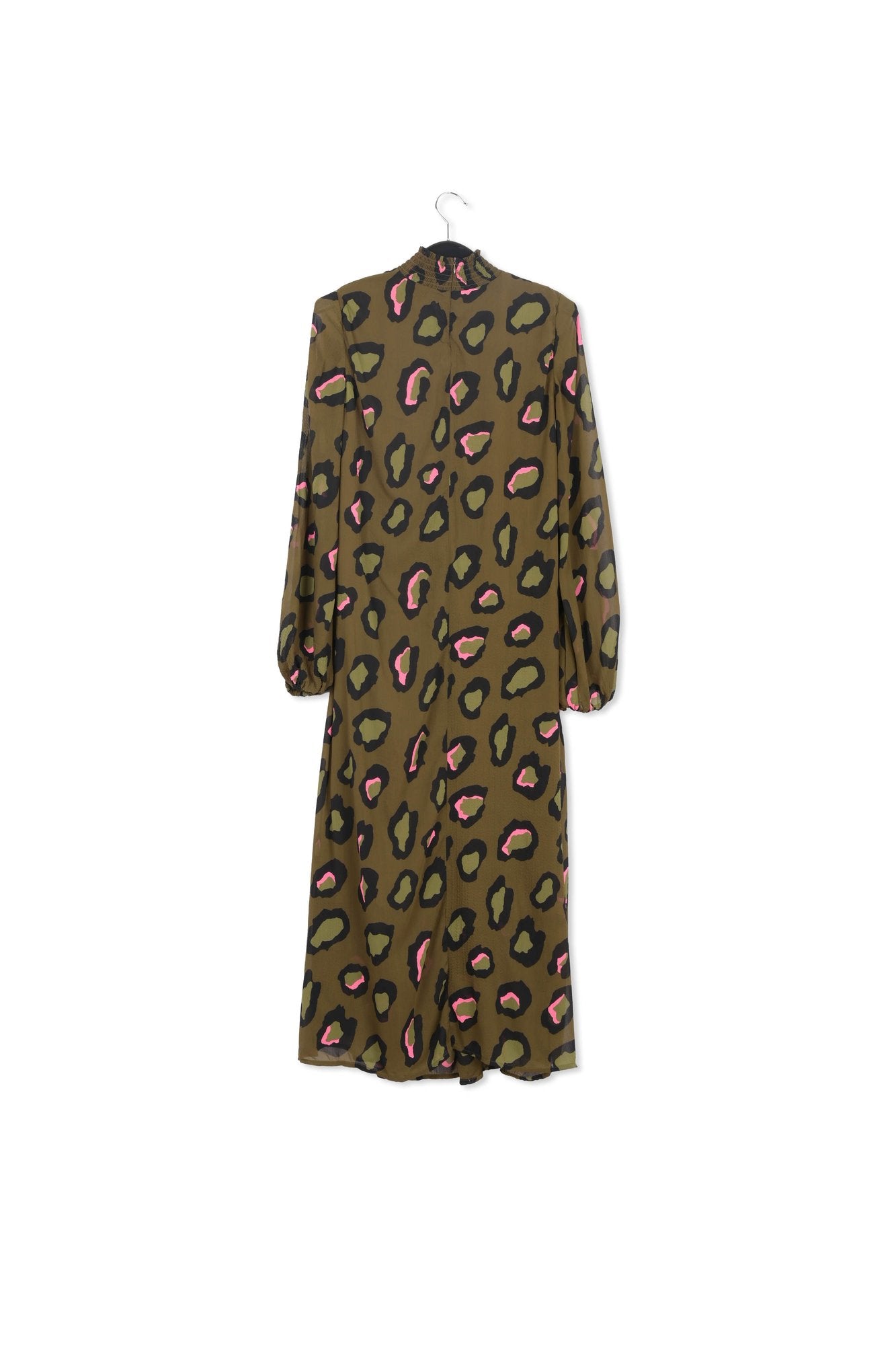 Robe midi kaki à  imprimé léopard RE—SSENTIEL | Essentiel second hand